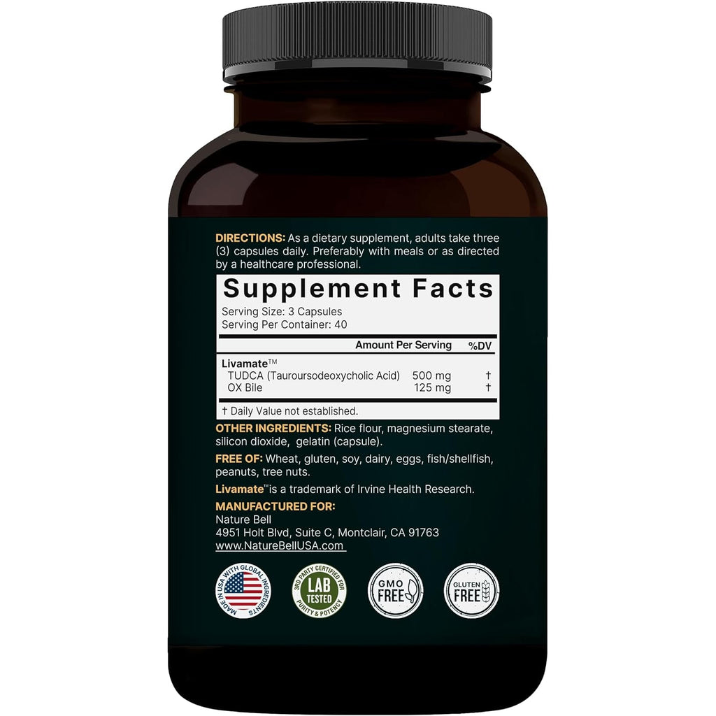 TUDCA 500Mg with OX Bile 125Mg per Serving, 120 Capsules – Bile Salts Support, High Absorption Livamate Formula | Liver Cleanse Detox & Repair Supplement | Natural Bitter Taste – Third Party Tested