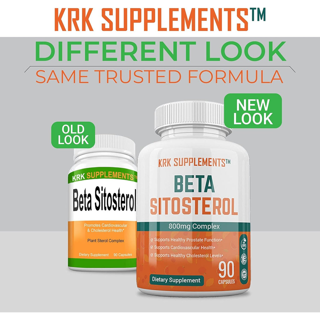KRK SUPPLEMENTS 1 Pack Beta Sitosterol 800Mg per Serving 90 Capsules Prostate Support