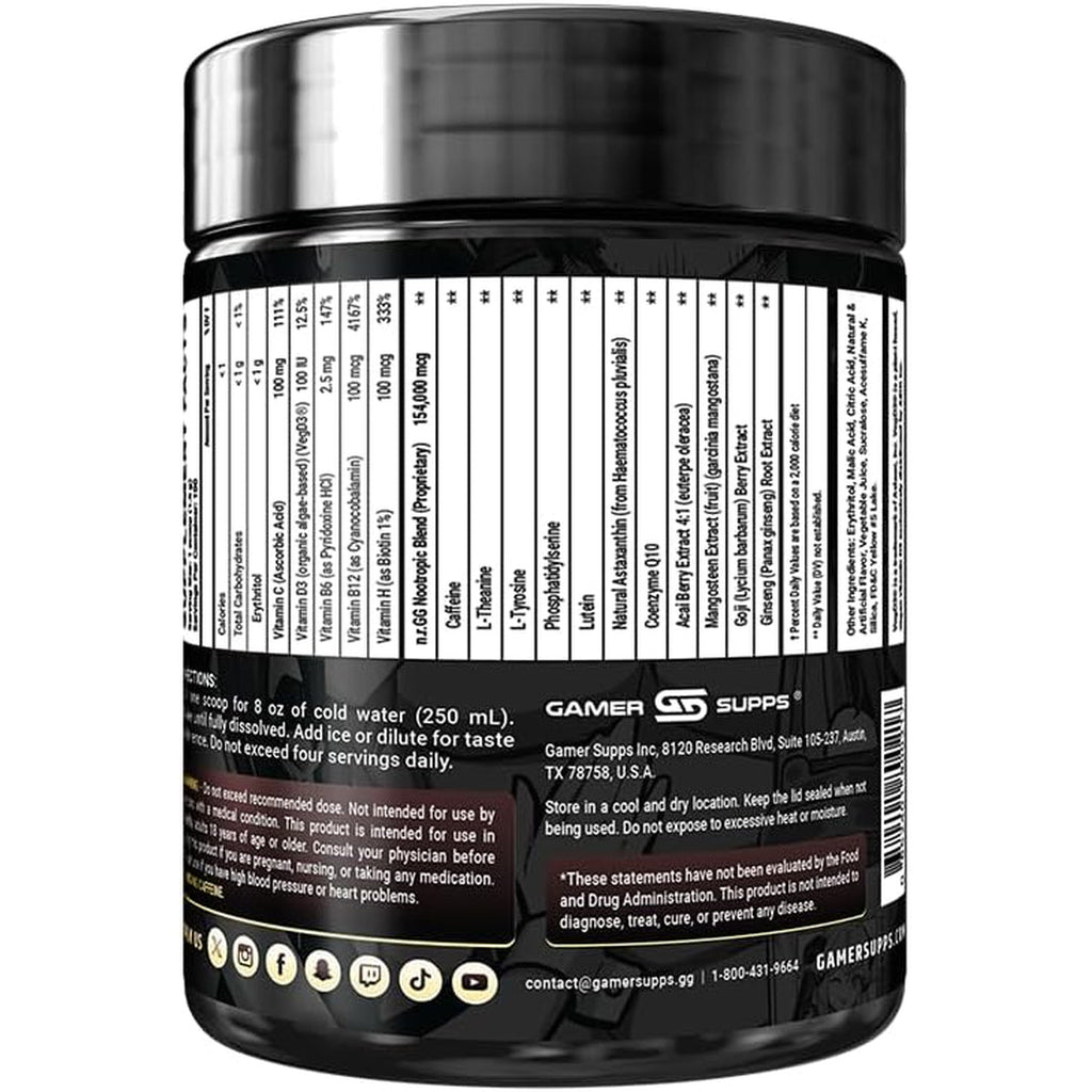 Gamer Supps GG Energy - Schlatt Milk by Jschlatt (100 Servings) - Keto Friendly Gaming Energy and Nootropic Blend, Sugar Free + Caffeine + Vitamins + Immune Support, Powder Drink