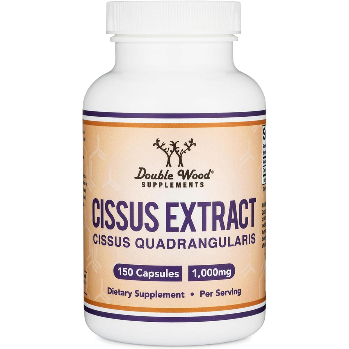 Double Wood Supplements Cissus Quadrangularis Super Extract, 150 Capsules (Non-Gmo, Gluten Free) Dietary Supplement for Joint and Tendon Health, 1000Mg Serving Size