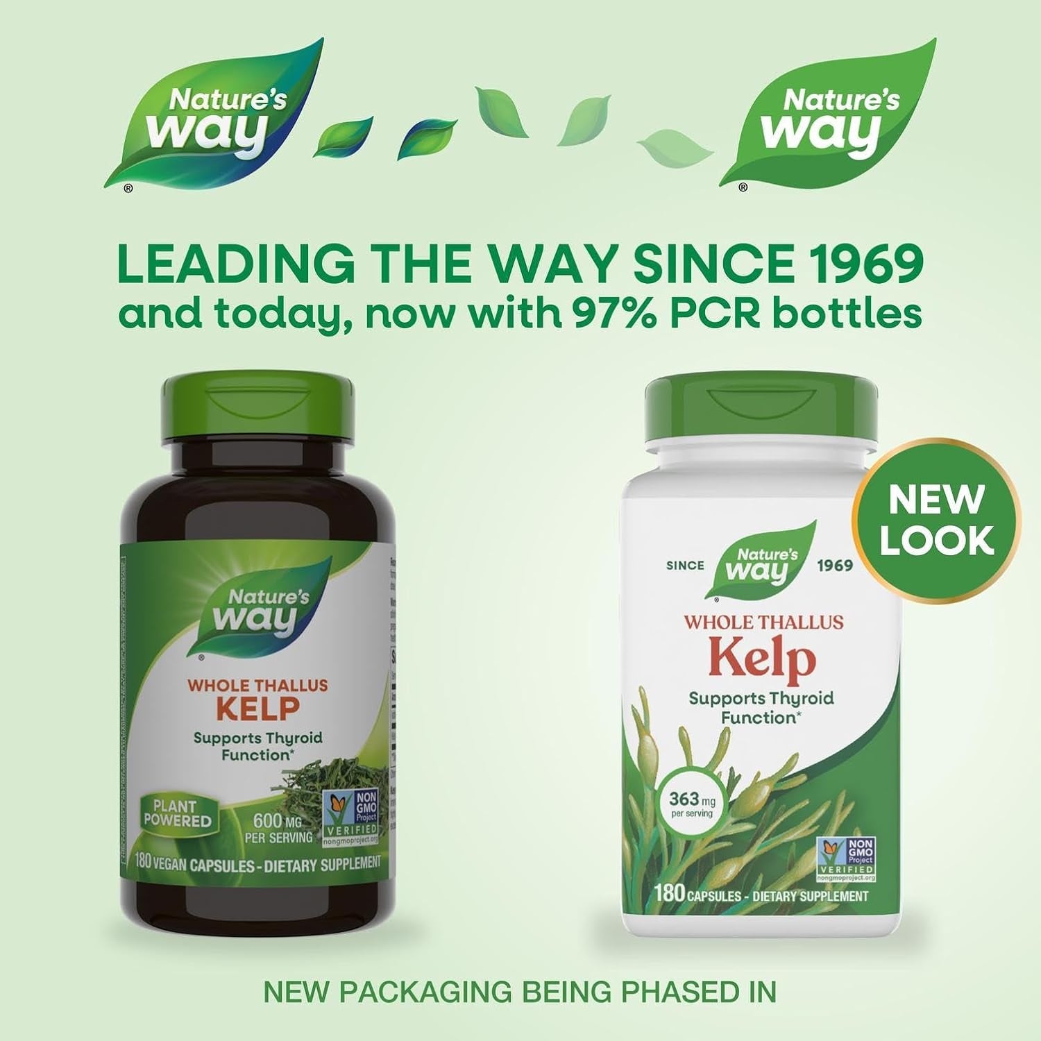Nature'S Way Kelp - Kelp Supplement for Thyroid Function Support* - Botanical Ingredient - Plant-Derived Capsule - Plant-Sourced Iodine - Vegan, Gluten-Free & Dairy-Free - 180 Count (180 Servings)