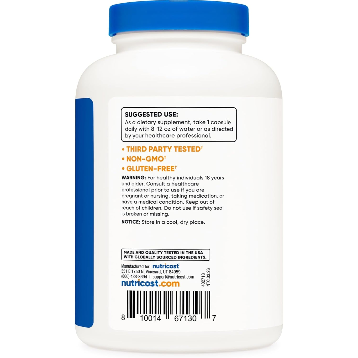 Nutricost Glutathione Capsules 500Mg, 240 Capsules - Gluten Free, GMO Free