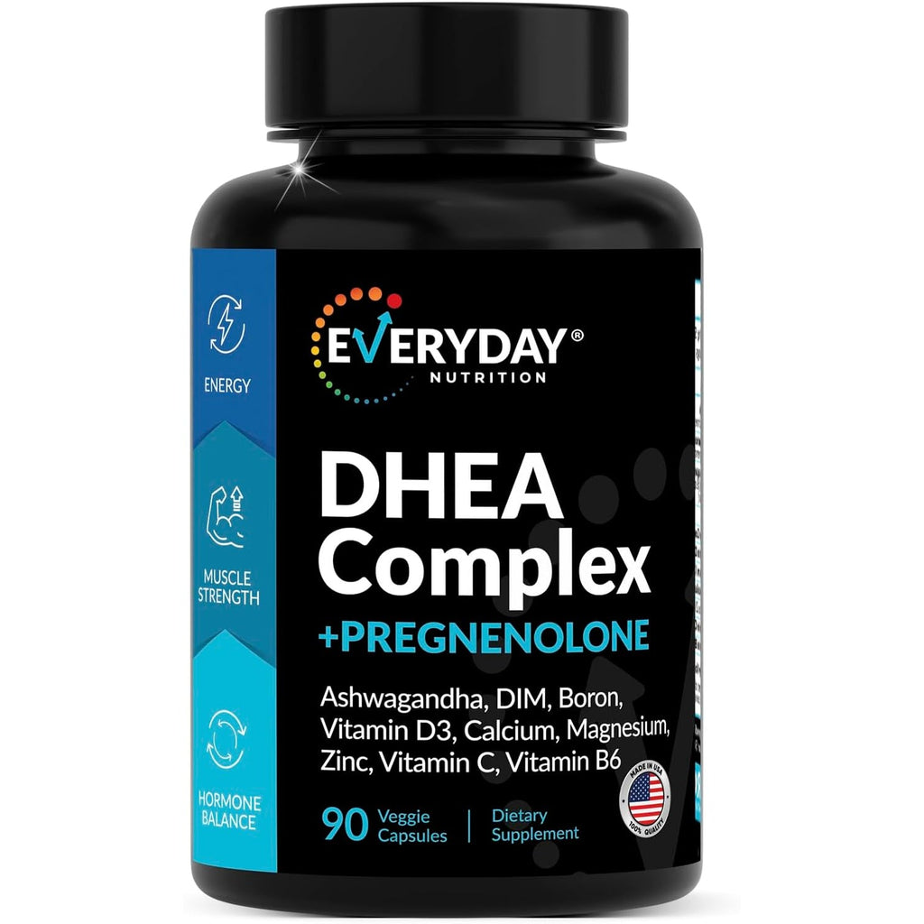 DHEA Micronized 200Mg Complex with Pregnenolone 100Mg Supplement for Men & Women with Ashwagandha, DIM, Magnesium, Boron, Calcium , Zinc, Vitamin D3, C and B6 Hormone Support - Made in USA 90 Capsules
