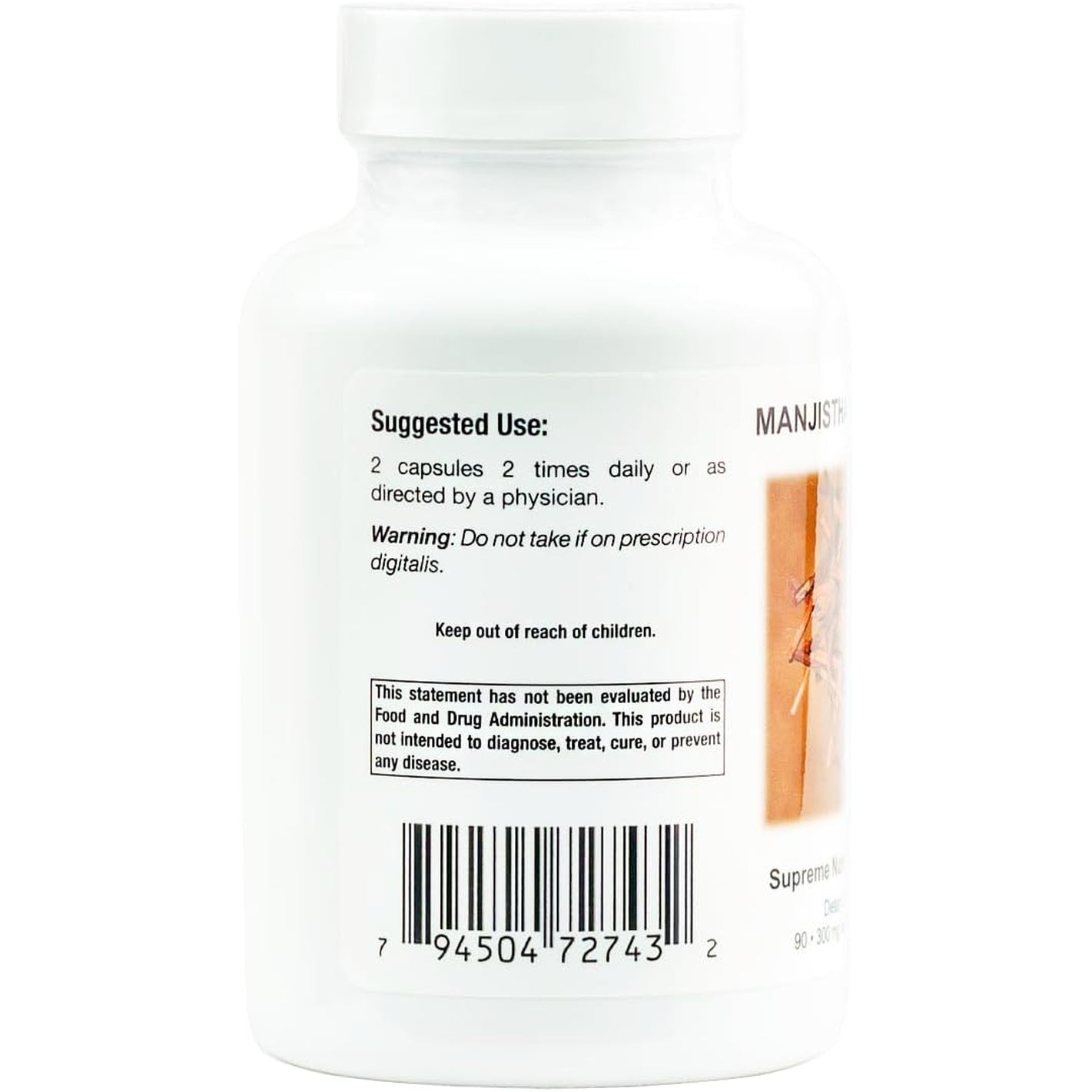 Supreme Nutrition Manjistha Supreme, 90 Pure Indian Madder Root Vegetarian Capsules
