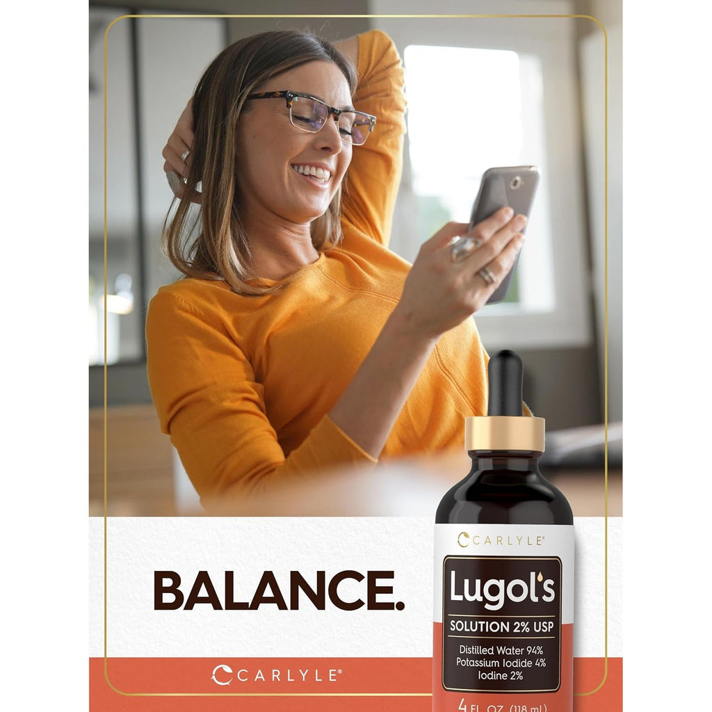Carlyle Lugols Iodine 2 Percent | 4 Fl Oz (Pack of 1) | Potassium Iodide and Iodine Solution 2% Liquid Drops