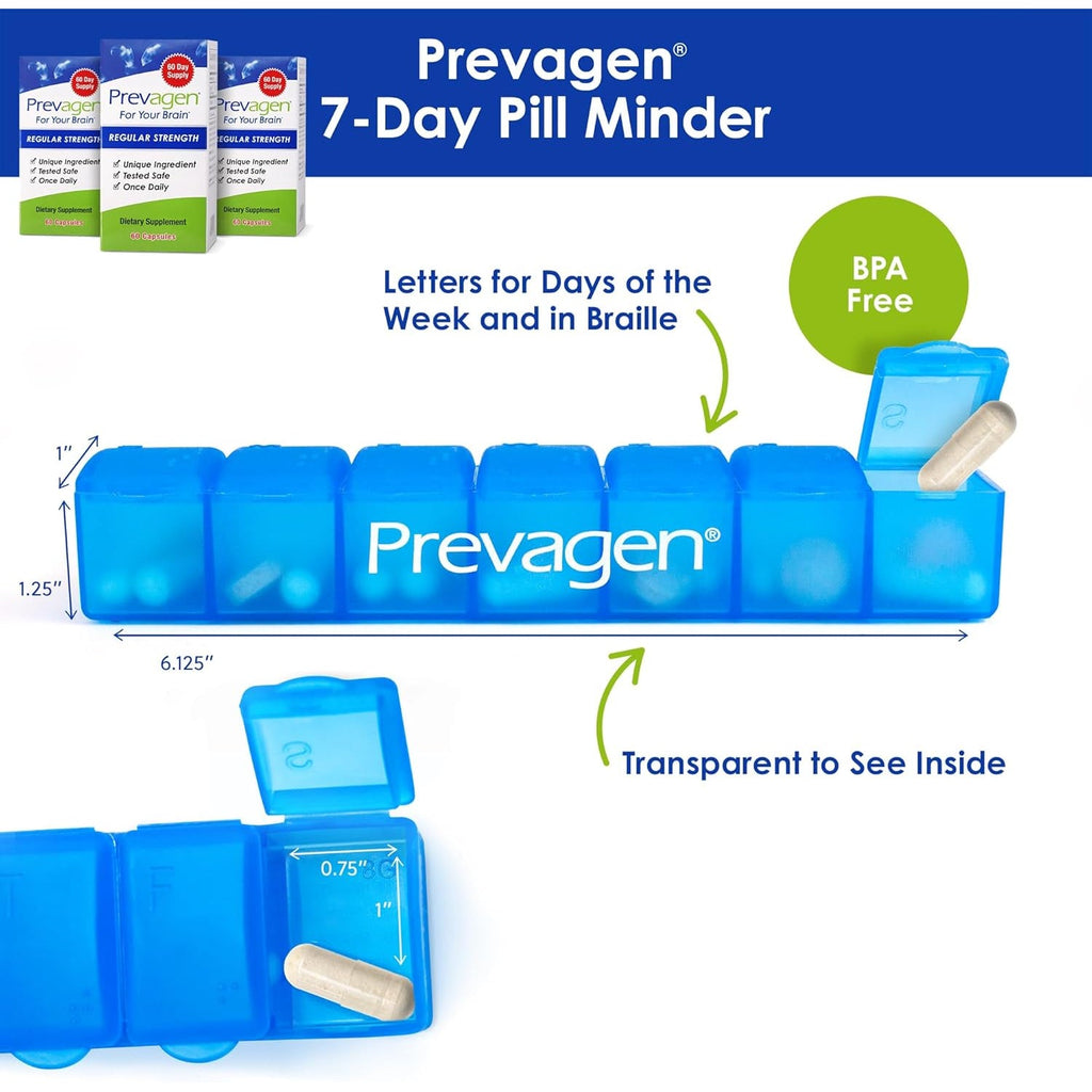 Prevagen Regular Strength - 180 Capsules (6 Month Supply) | Formulated for Your Brain | 10Mg of Apoaequorin plus Vitamin D3 with 7-Day Pill Minder