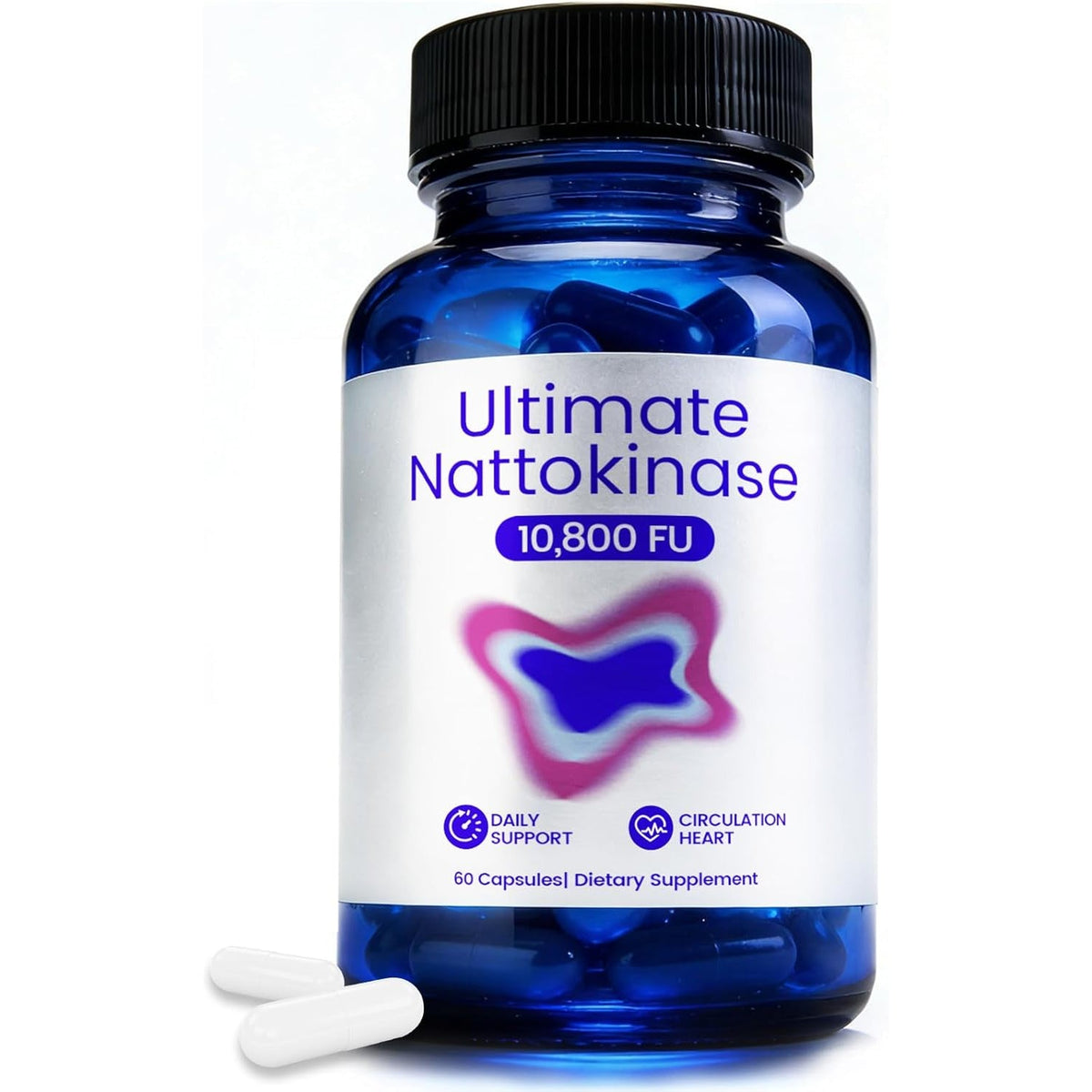 Ultimate Nattokinase Supplement with 10,800 FU of Nattokinase, Natural Support for Circulation & Cardiovascular Health, Odorless Fermented Soy Enzyme, Easy Daily Routine, 60 Capsules