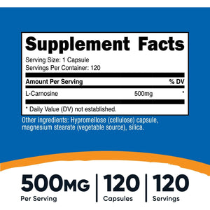 Nutricost L-Carnosine 500Mg, 120 Capsules - Gluten Free & Non-Gmo