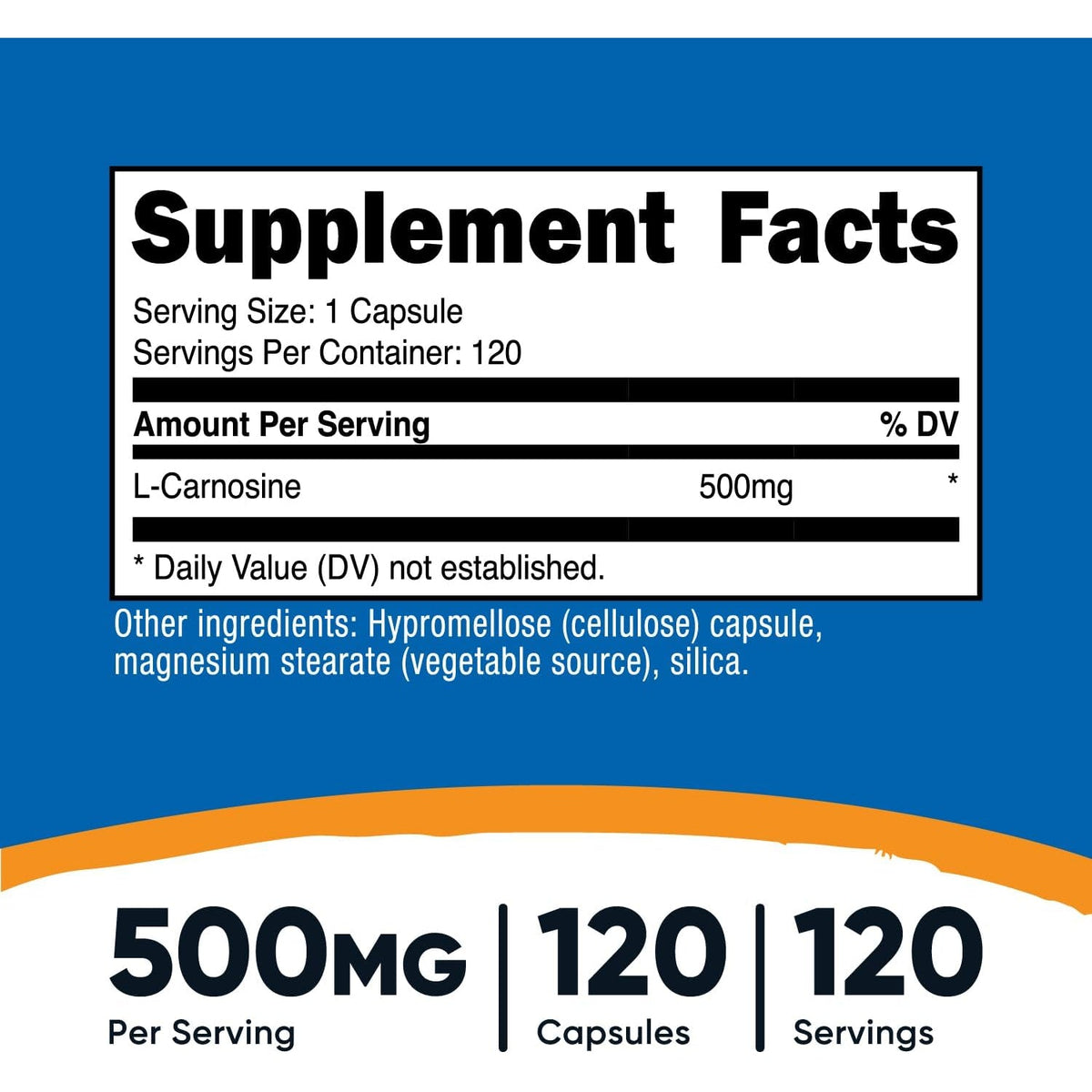 Nutricost L-Carnosine 500Mg, 120 Capsules - Gluten Free & Non-Gmo