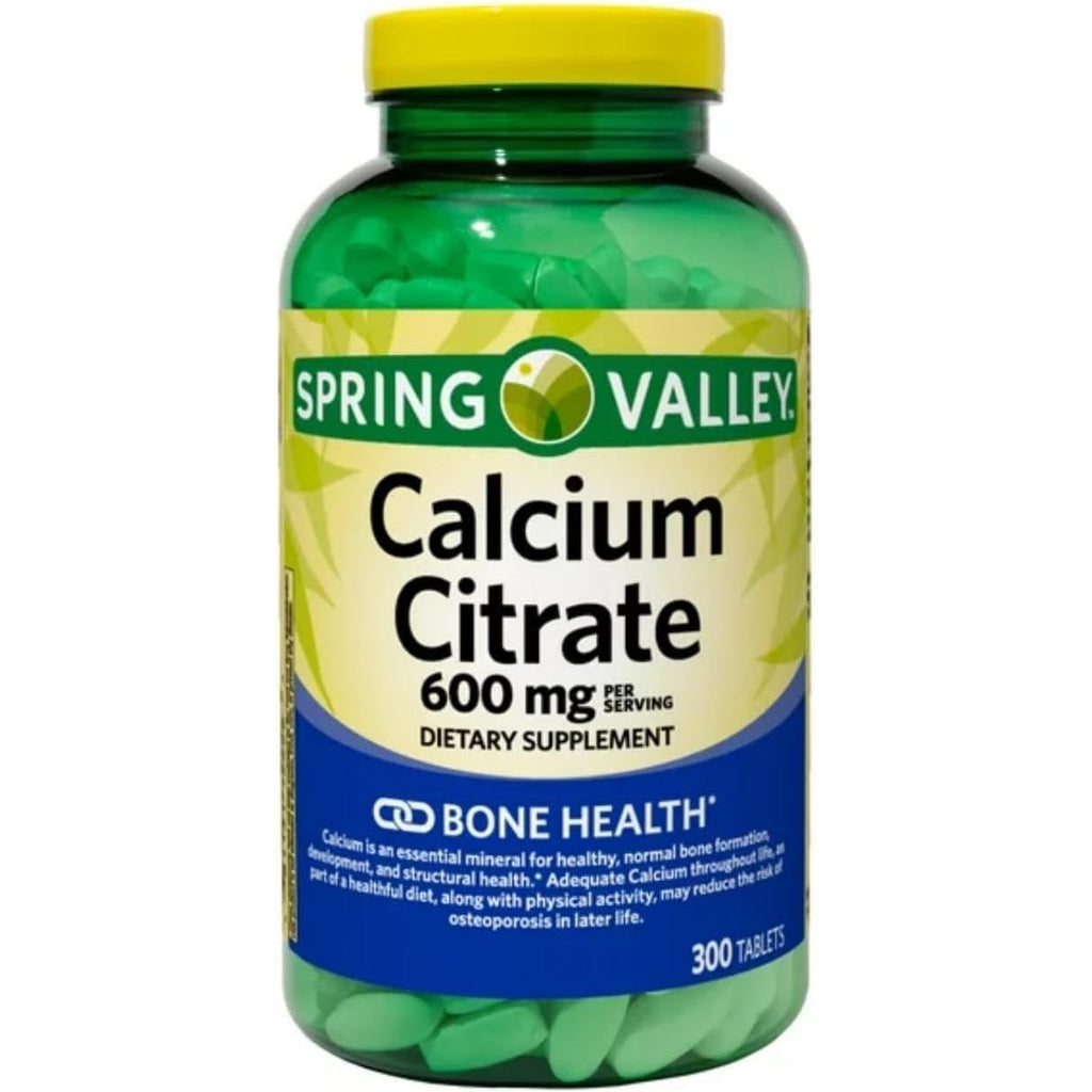 Spring Valley Calcium Citrate 600 Mg, 300 Tablets - Bone & Joint Health + STS Sticker.