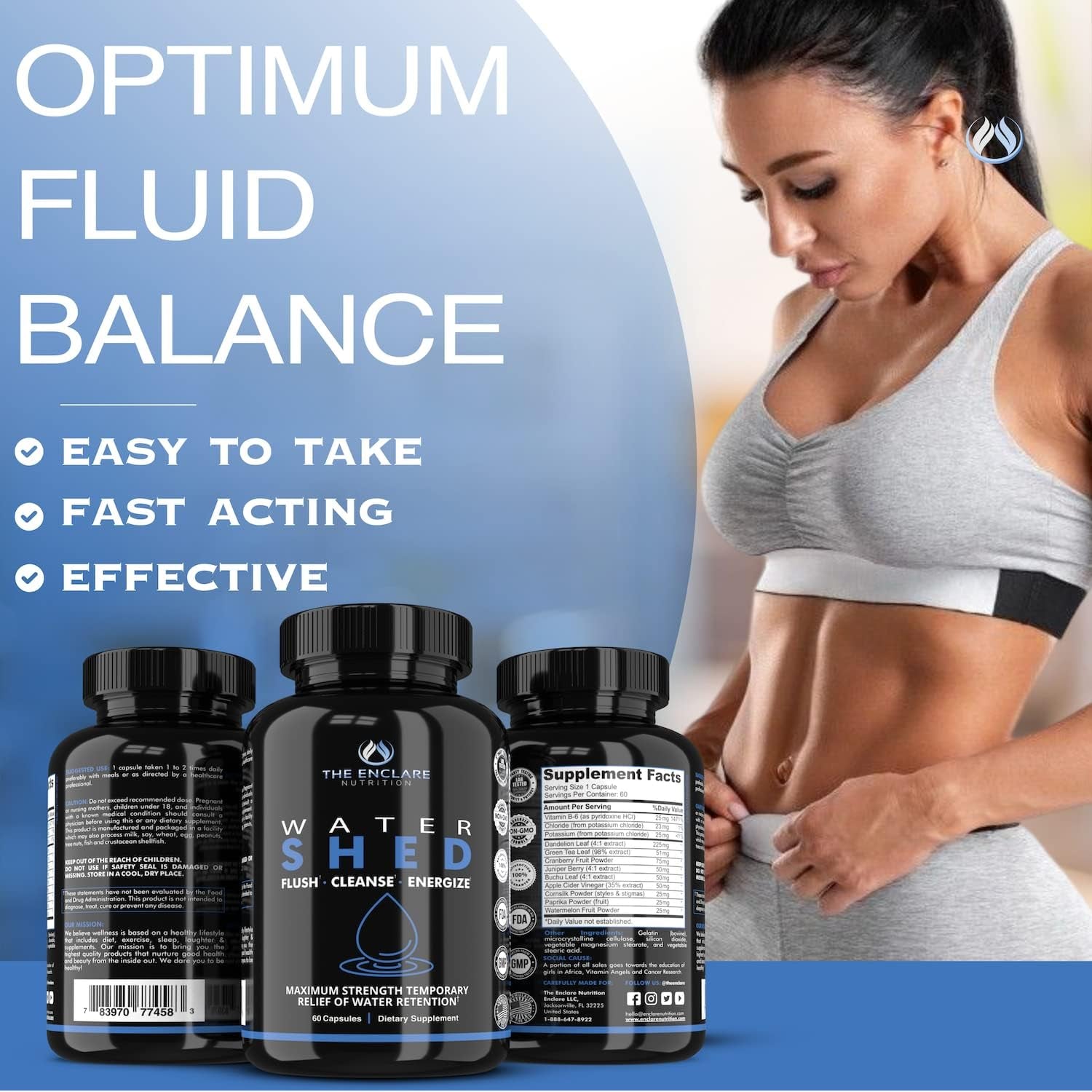 Water Pills Diuretic Water Retention - Liver Detox, Kidney Cleanse, Weight, Swelling Legs & Feet, Edema, Bloating Relief, Fluid Balance - Dandelion Vitamin B6 Green Tea Watershed Max Strength 60Ct (1)