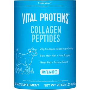 Vital Proteins Grass Fed Collagen Peptides Powder, Supports Hair, Skin, Nails, Bones, and Joints Health, Hydrolyzed Peptides - Zero Sugar, Unflavored, 20Oz