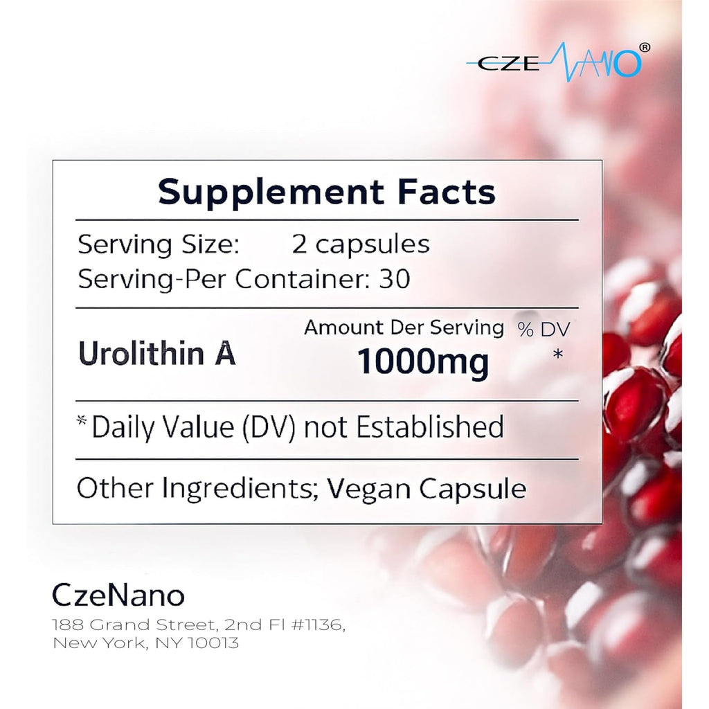 Urolithin a 1000 Mg – 60 Vegan Capsules | 99%+ Pure Urolithin a Supplement | Third‑Party Tested | COA Available | Cellular Energy & Mitochondrial Support.
