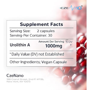 Urolithin a 1000 Mg – 60 Vegan Capsules | 99%+ Pure Urolithin a Supplement | Third‑Party Tested | COA Available | Cellular Energy & Mitochondrial Support.