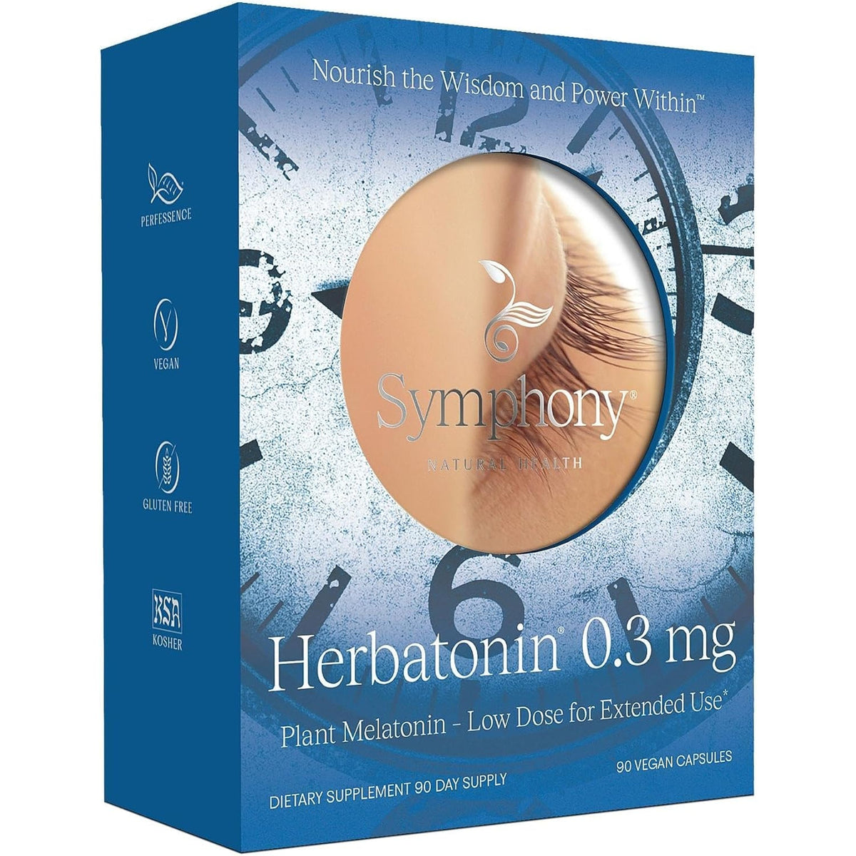 Herbatonin® 0.3 Mg – the First Plant-Based, Natural Vegan Melatonin Supplement (Phyto-Melatonin) - Low Dose Sleep Aid, Supports Circadian Rhythm & Cellular Health – 90 Capsules (90 Day Supply)