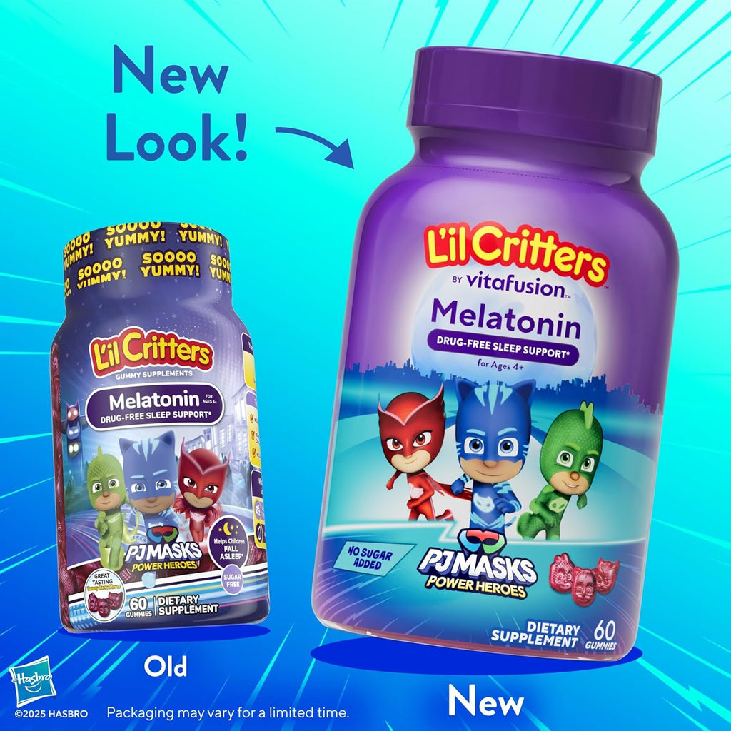 L'Il Critters PJ Masks Melatonin Gummy Supplements, 60 Gummies