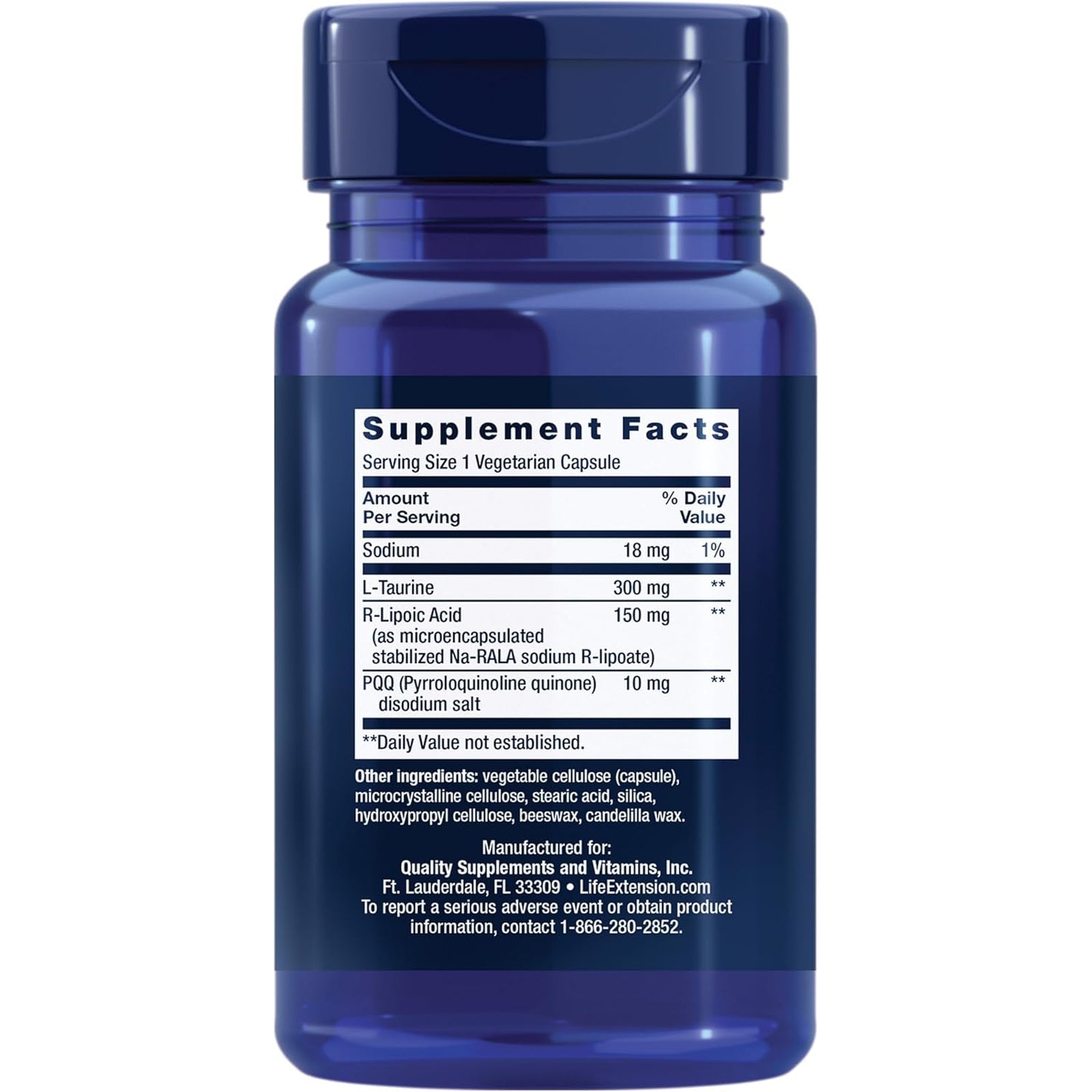 Life Extension Mitochondrial Basics with PQQ, L-Taurine, R-Lipoic Acid, Foundational Supplement for Cellular Energy Production, Brain and Heart Health, Gluten-Free, Non-Gmo, Vegetarian, 30 Capsules