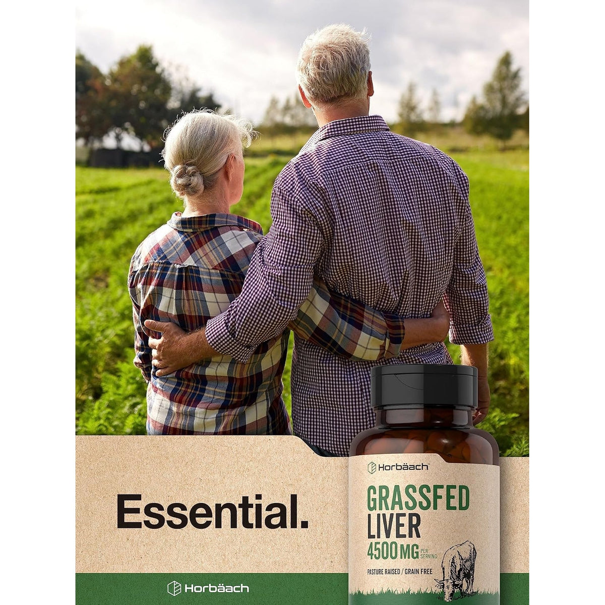 Horbäach Grass Fed Beef Liver | 4500Mg | 90 Capsules | Desiccated, Pasture Raised, Grain Free, Non-Gmo Supplement