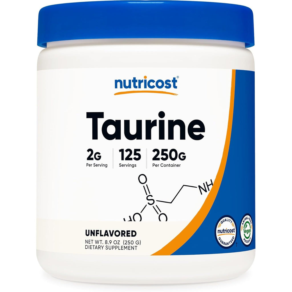 Nutricost Taurine Powder 250 Grams - 125 Servings, 2000Mg per Serving