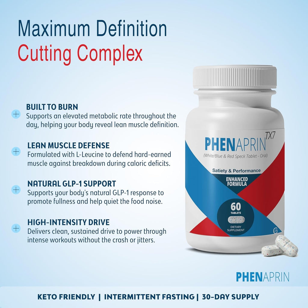 Phenaprin TX7 Powerful Diet Pills for Weight Loss & Appetite Suppressant Support - Nootropic Energy, Focus & Food Noise Control - Smart Formula for Women & Men - 60 Tablets