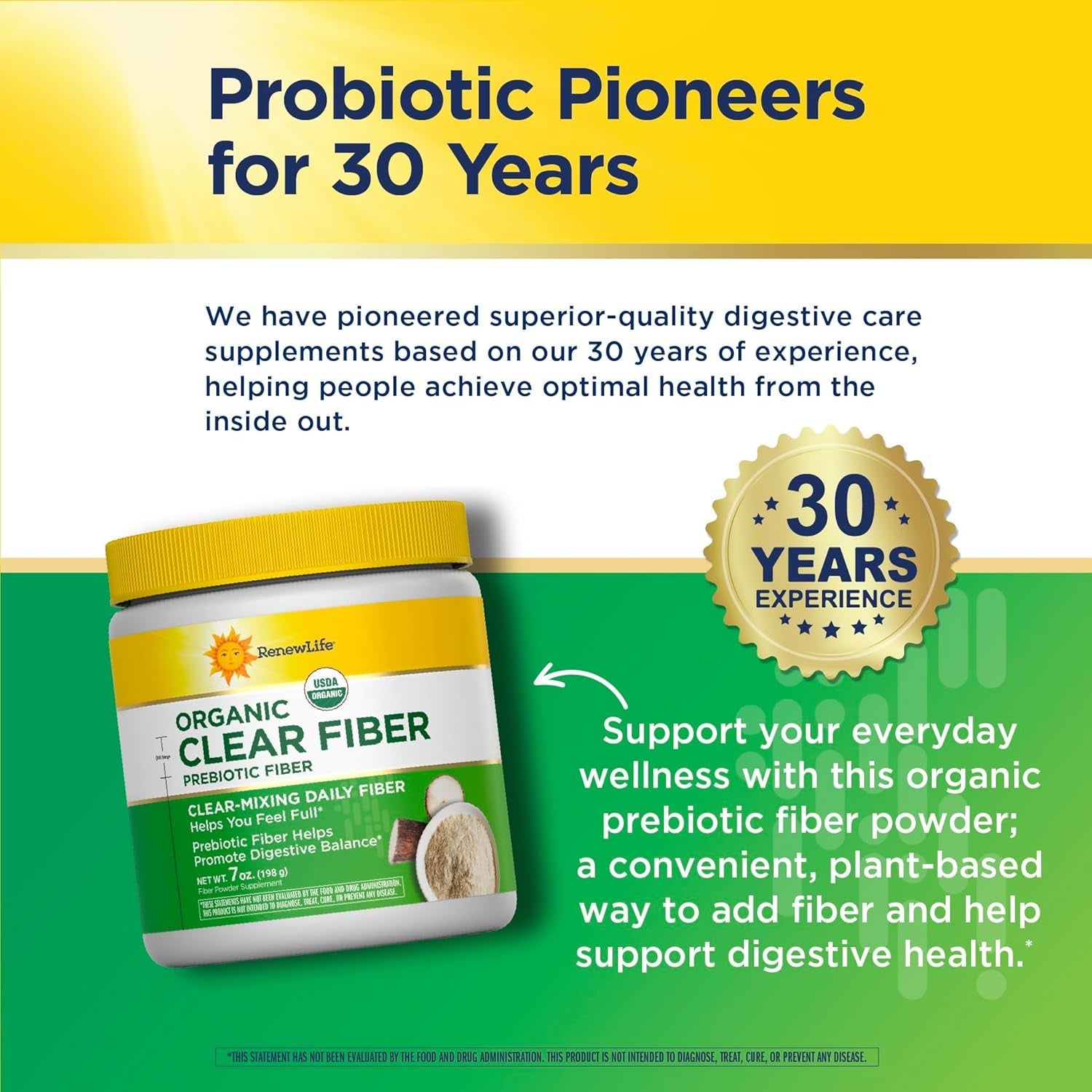 Renew Life Adult Completely Clear Organic Prebiotic Keto Friendly Fiber, Powder, 7 Oz. (Package May Vary)