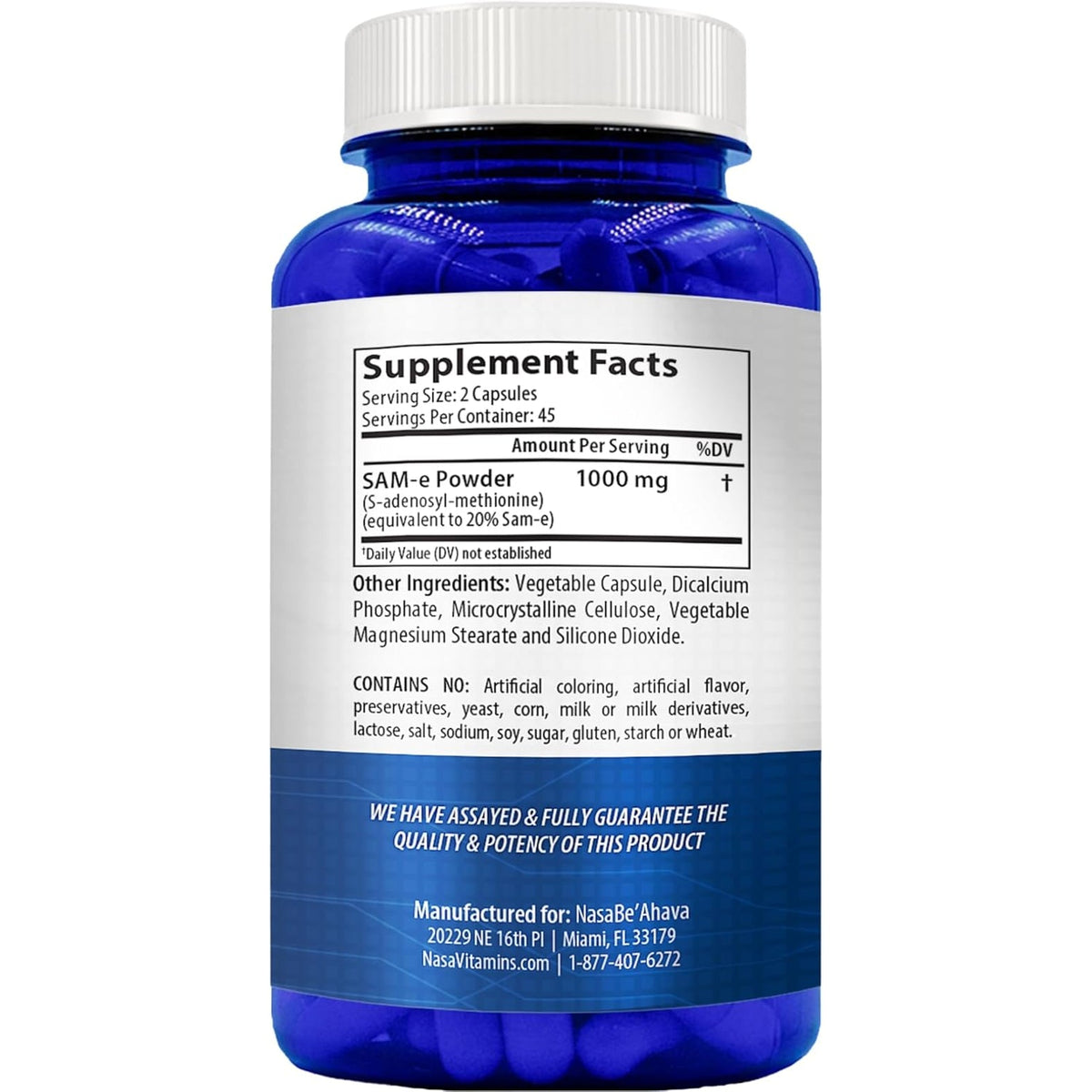 Extra Strength Sam-E Supplement | Same S-Adenosyl-L-Methionine 1000Mg per Serving for Bone and Mood Support Supplement | Made in the USA Non-Gmo and Gluten Free (45 Day Supply) (Single)