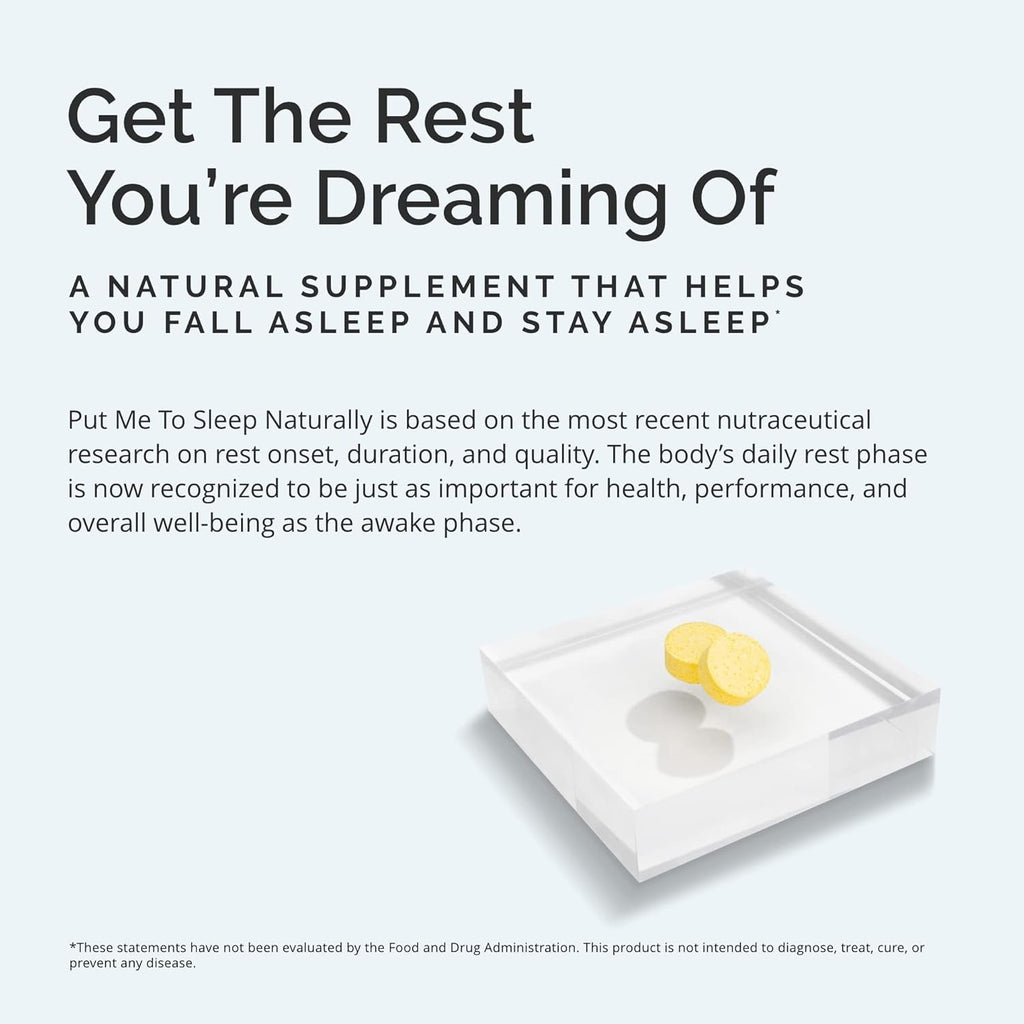 BRAINMD Dr Amen Put Me to Sleep Naturally - 90 Chewable Tablets - with Melatonin, L-Theanine, Magnesium, GABA, Vitamin B6 & 5-HTP - Gluten Free - 45 Servings