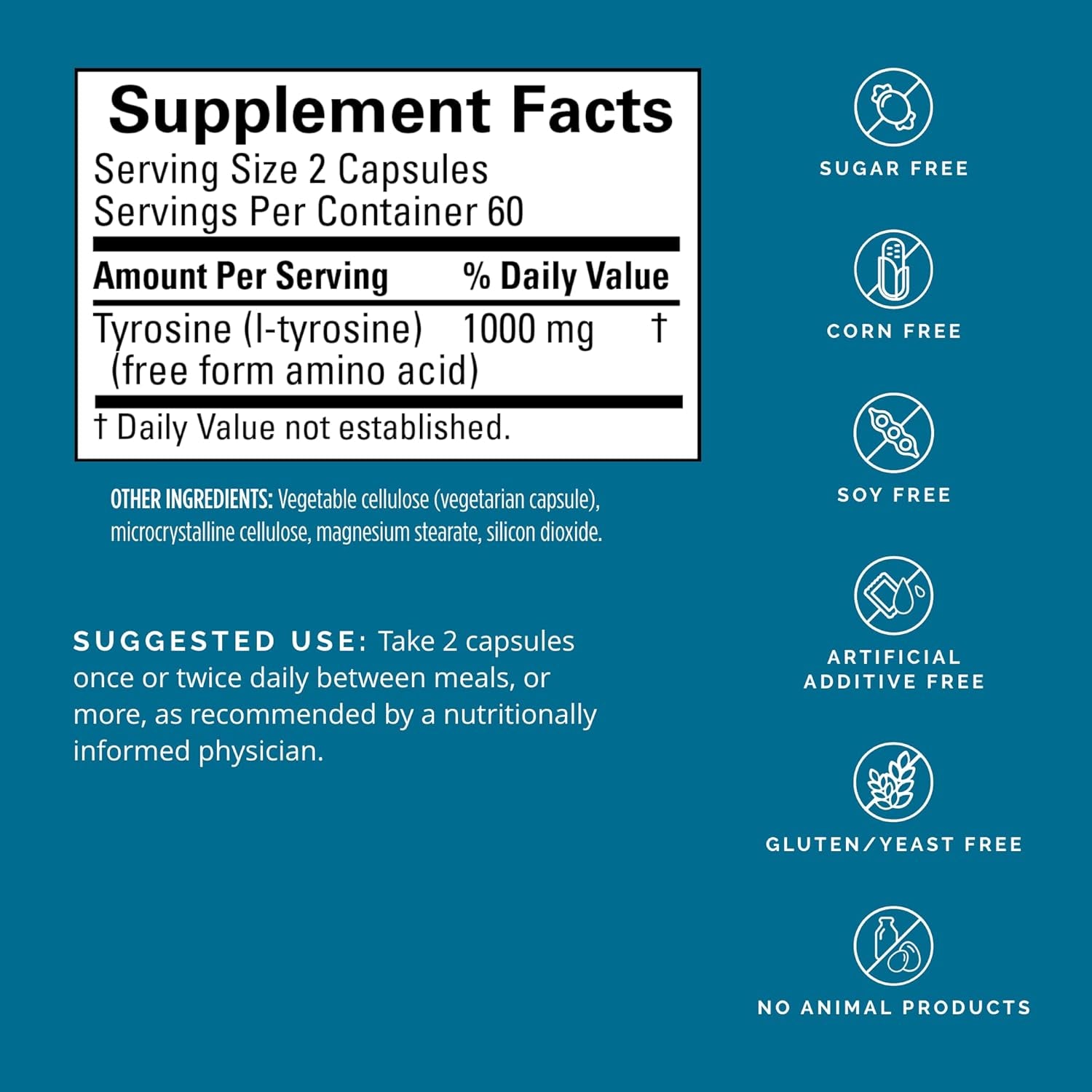 BRAINMD Dr Amen Tyrosine - 120 Capsules - Promotes Mental Focus, Clarity & Alertness - Gluten Free - 60 Servings