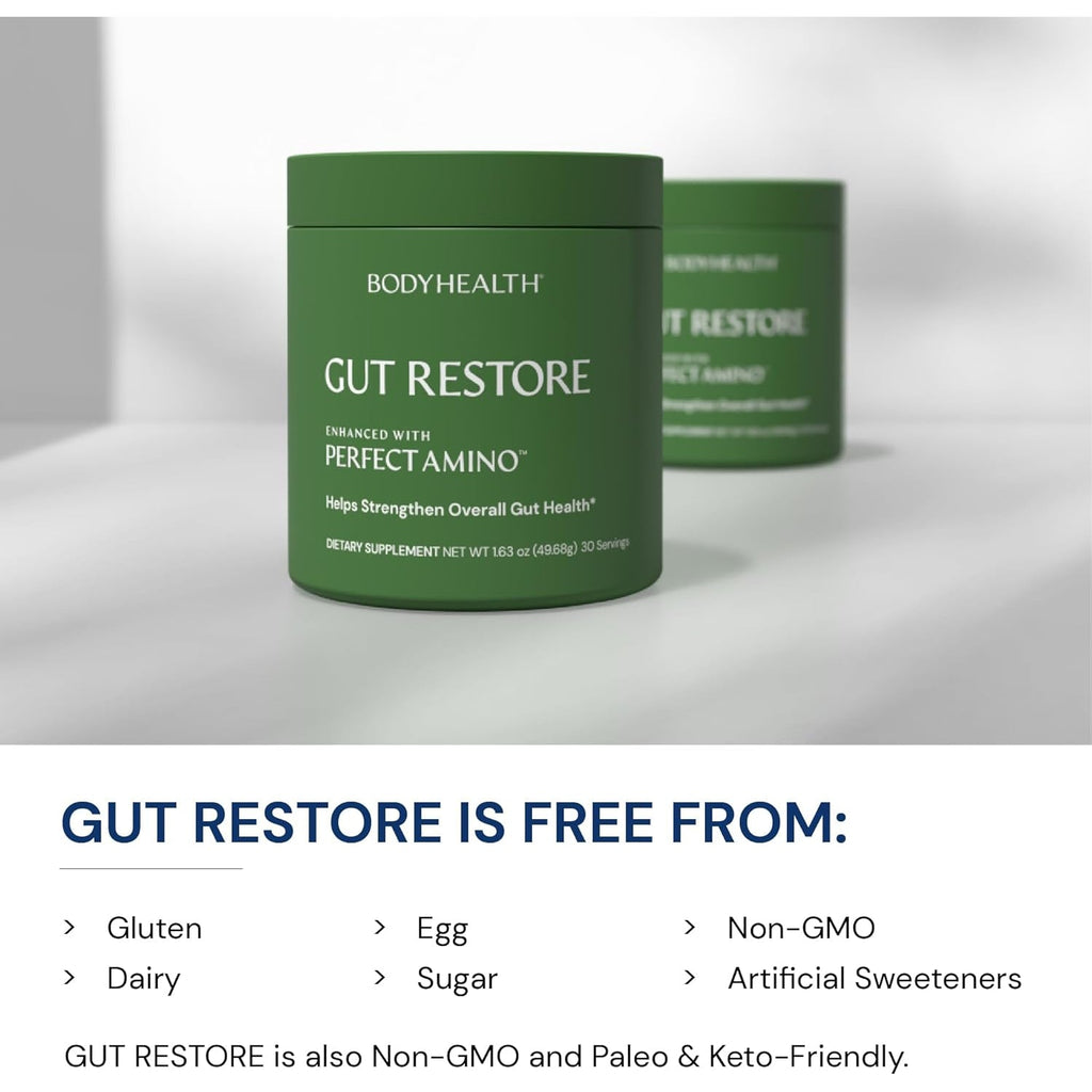 Bodyhealth Gut Restore with Perfectamino, Immunolin, and Humic Acid - Gut Health Supplement for Digestive and Immune Support - Unflavored - 30 Servings