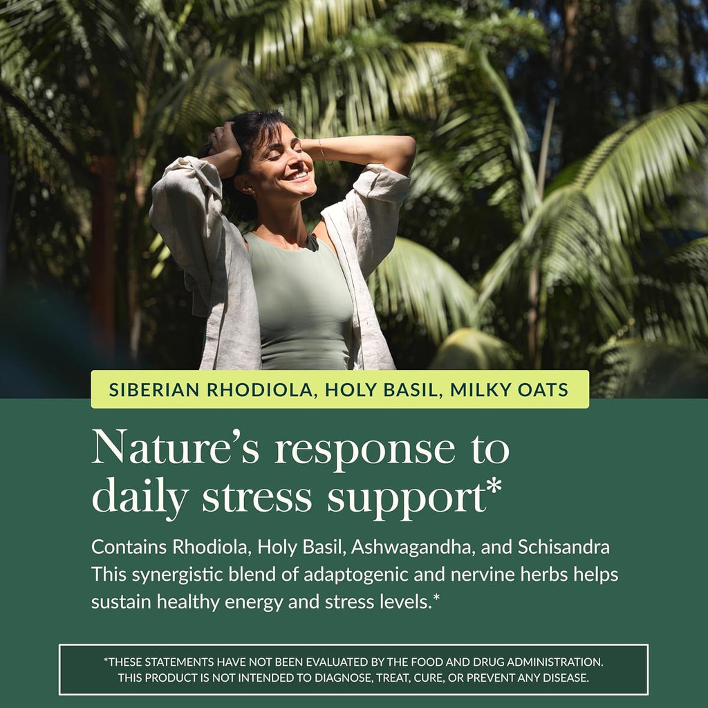 Gaia Herbs Adrenal Health Daily Support - Herbal Supplement with Ashwagandha, Holy Basil & Schisandra - Help Maintain Healthy Energy & Stress Levels* - 60 Vegan Liquid Phyto-Caps (30 Servings)