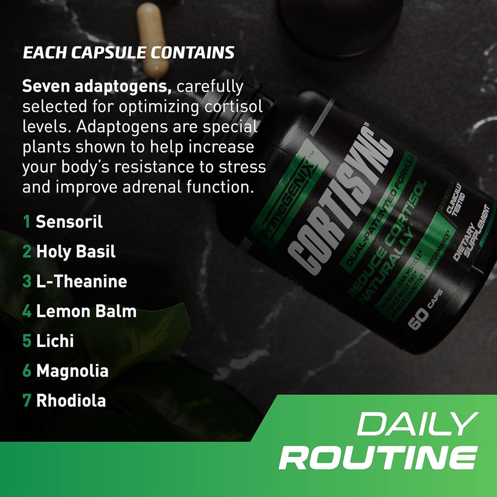 Primegenix Cortisync Reduce Cortisol, Increase Energy, and Improve Focus with Sensoril Ashwagandha - 60 Capsules