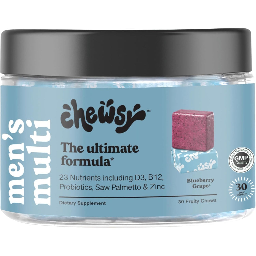 CHEWSY - Men'S Multivitamin Chews - Immune and Energy Support, Vitamin A, B12, C, D3, E, Folic Acid, Probiotics, Zinc - 30-Day Supply