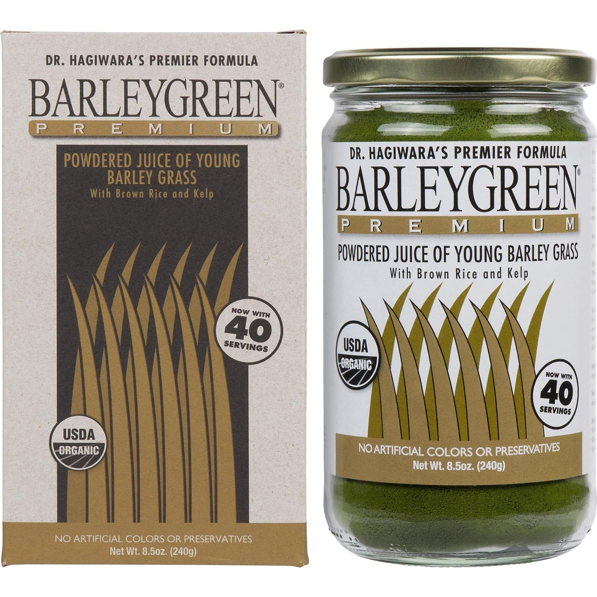 Dr. Hagiwara'S Original Premium W/Kelp - Organic Barley Grass Juice Powder 8.5Oz (240G) - 40 Servings