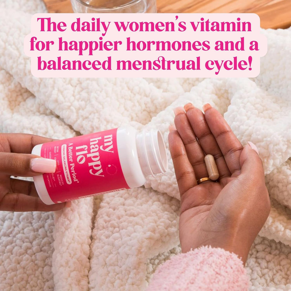 My Happy Flo Period Relief Supplement – Cramp Relief, Heavy Periods & Irregular Period Support, Bloating & Fibroid, Gentle Iron, DIM, Magnesium, Vitamin D3, Plant-Based PMS & Hormone Support | 60 Caps