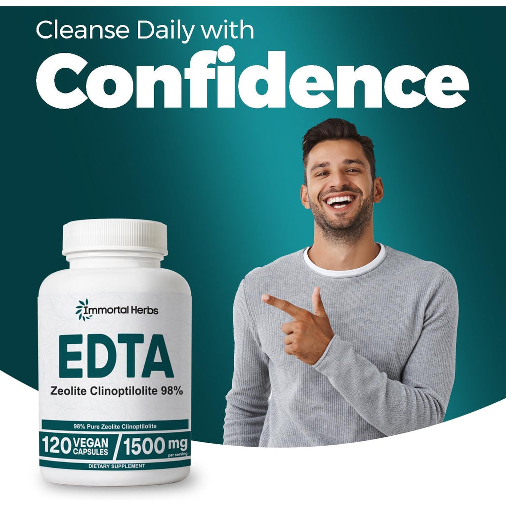 EDTA Capsules 1500Mg with Zeolite 98% and Milk Thistle, 120 Pills, Non-Gmo & Gluten Free Calcium Disodium EDTA Supplement