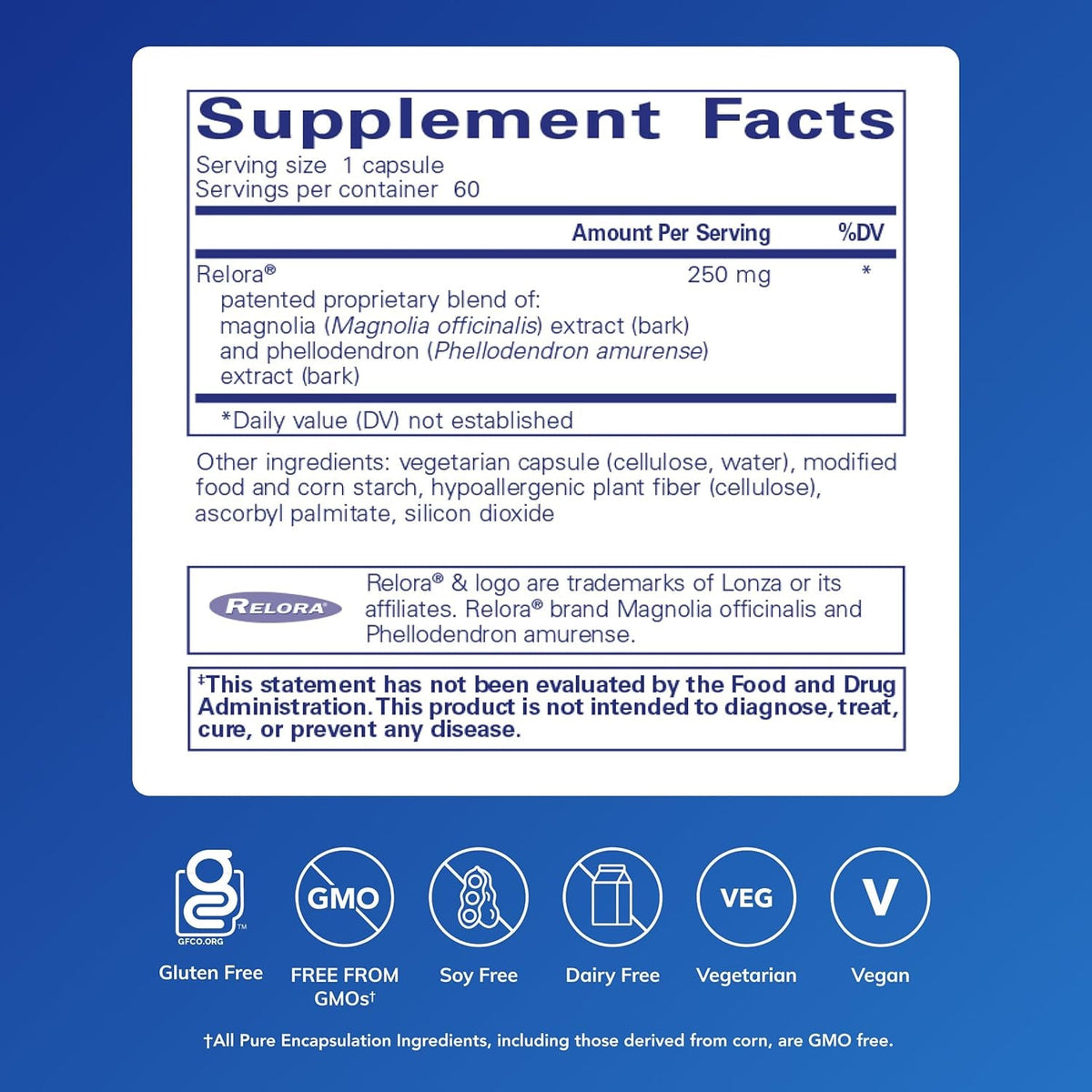Pure Encapsulations Relora | Hypoallergenic Supplement Promotes Healthy Cortisol and DHEA Production and Moderates Occasional Stress | 60 Capsules