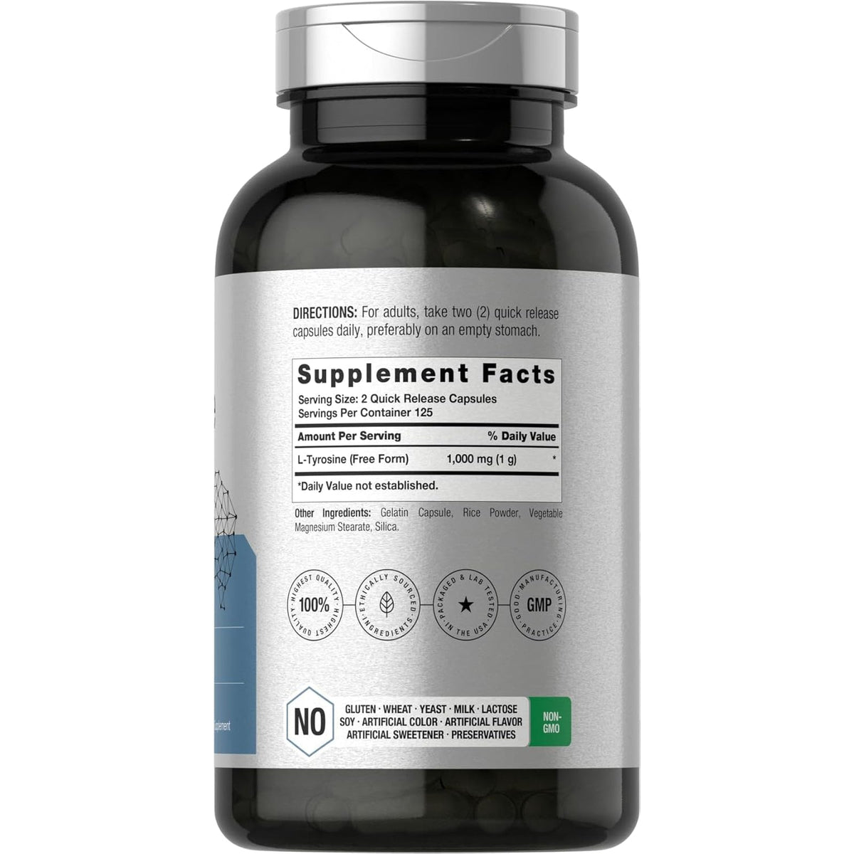 Horbäach L-Tyrosine 1000Mg | 250 Capsules | Amino Acid Supplement | Non-Gmo & Gluten Free