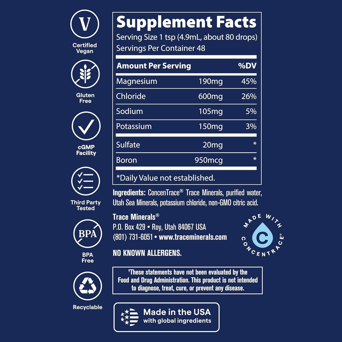 40,000 Volts 8 Fl Oz, Trace Minerals, Men, Women, Kids, Adults, Made in the USA, Gluten Free, Vegan, Celiac Friendly, Vegetarian, Non GMO, Organic, Dairy Free, Kosher, Halal, 100% Money Back Guarantee