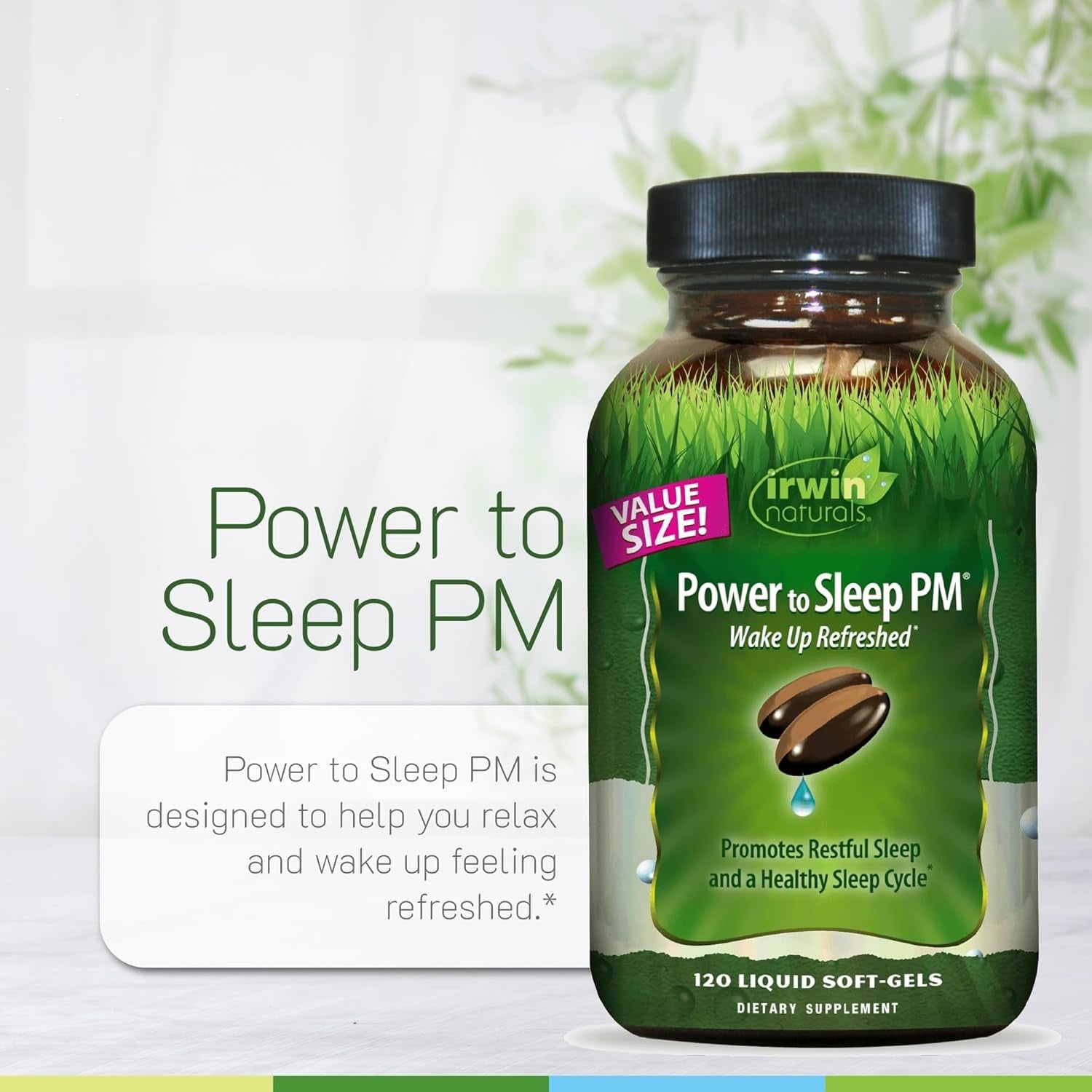 Irwin Naturals Power to Sleep PM – Natural Sleep Aid with Melatonin, Ashwagandha, Valerian, GABA & L-Theanine – Promotes Relaxation, Restful Sleep & Healthy Sleep Cycle – 120 Liquid Soft-Gels