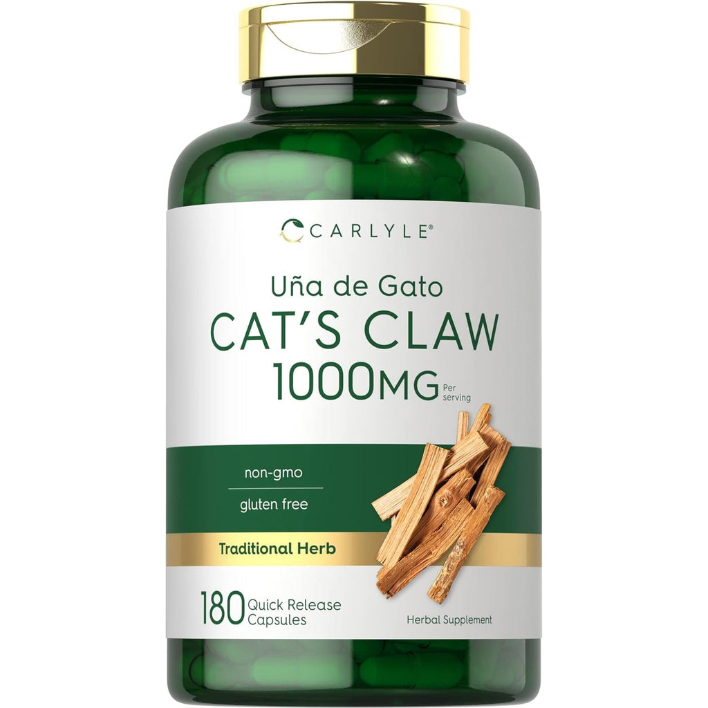Carlyle Cat'S Claw Herb Capsules 1000Mg | 180 Count | Uncaria Tomentosa | Non-Gmo, Gluten Free Supplement
