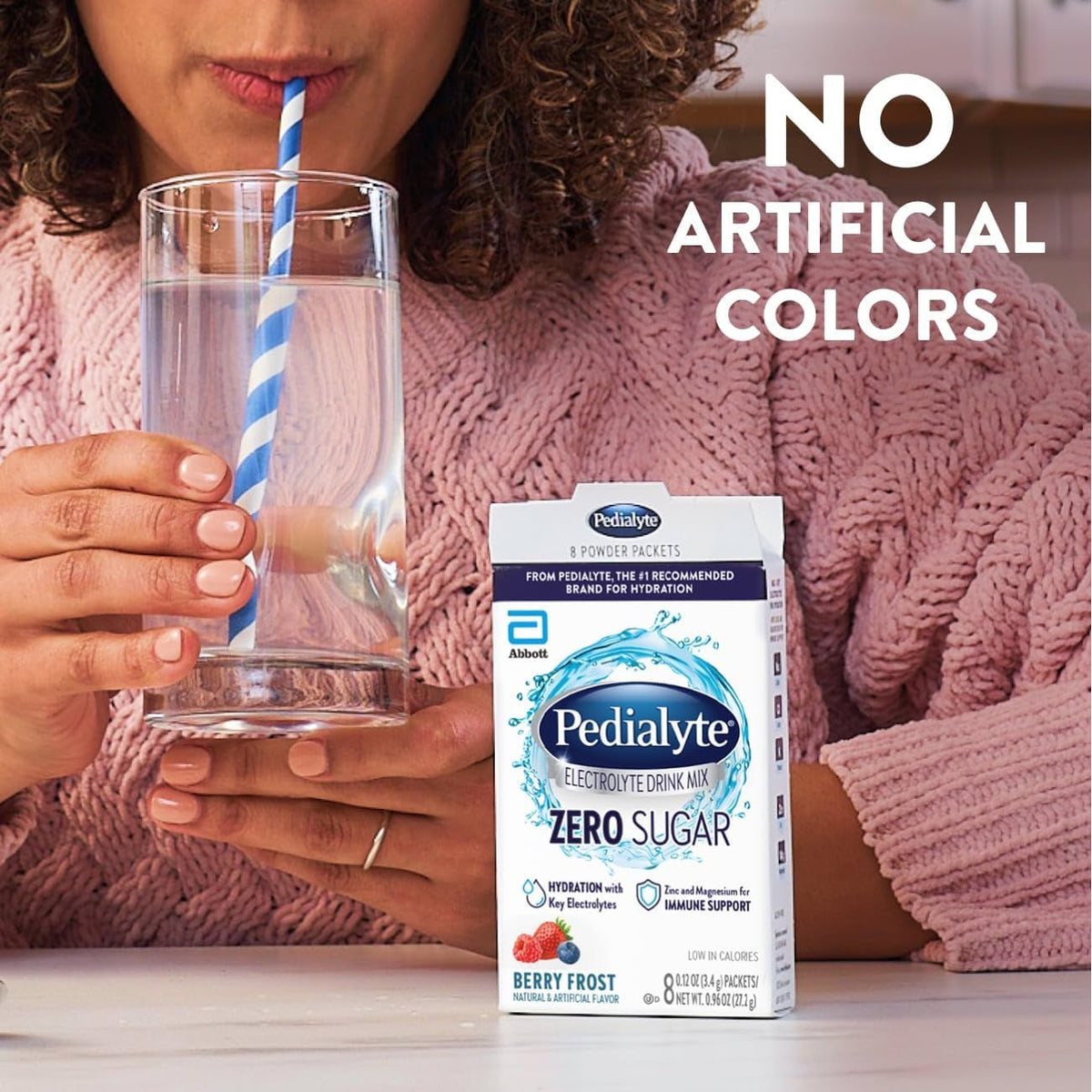 Pedialyte Electrolyte Drink Mix with Zero Sugar | Hydration with Key Electrolytes | Great Hydration Low in Calories | Berry Frost, 24 Powder Packets
