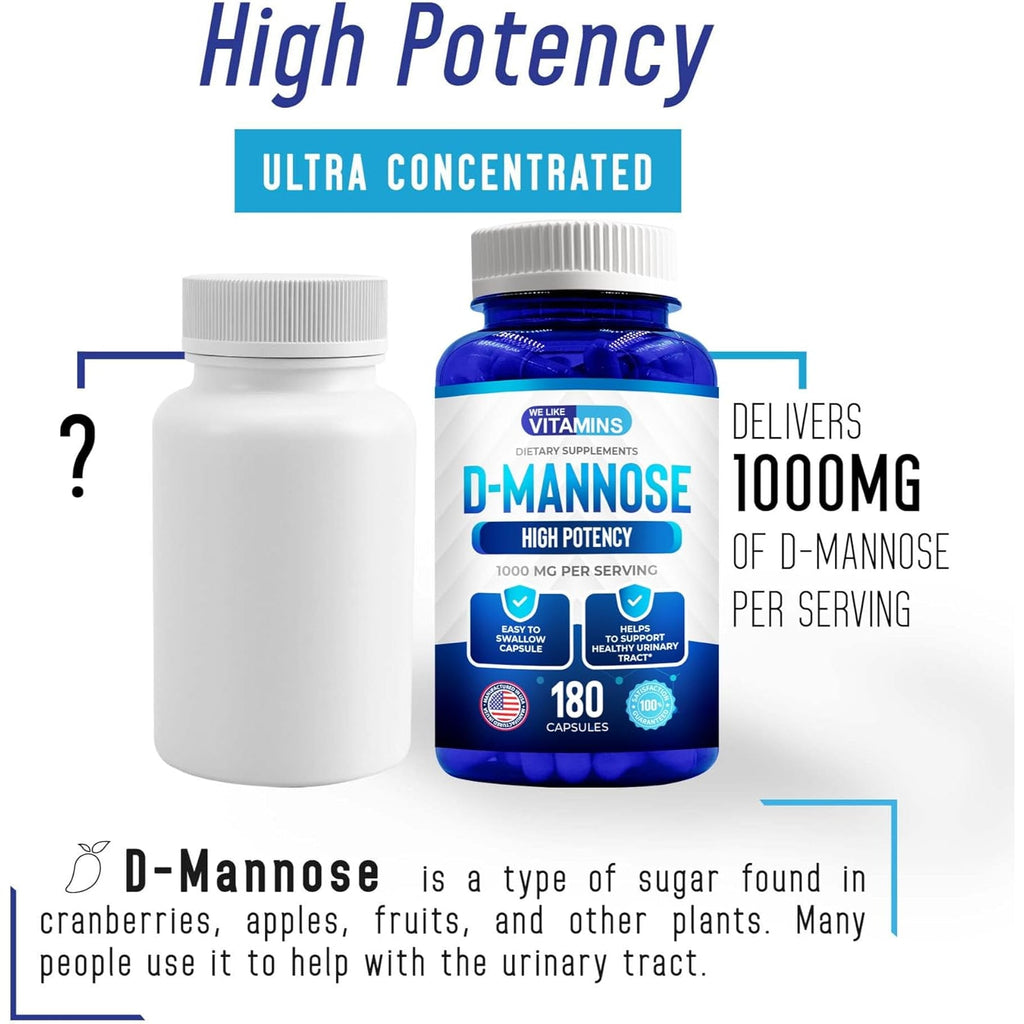 We like Vitamins D-Mannose 1000Mg Capsules - 180 Easy to Swallow Veggie Capsules - Cranberry D Mannose Supplement Helps Support Bladder and Urinary Tract Health