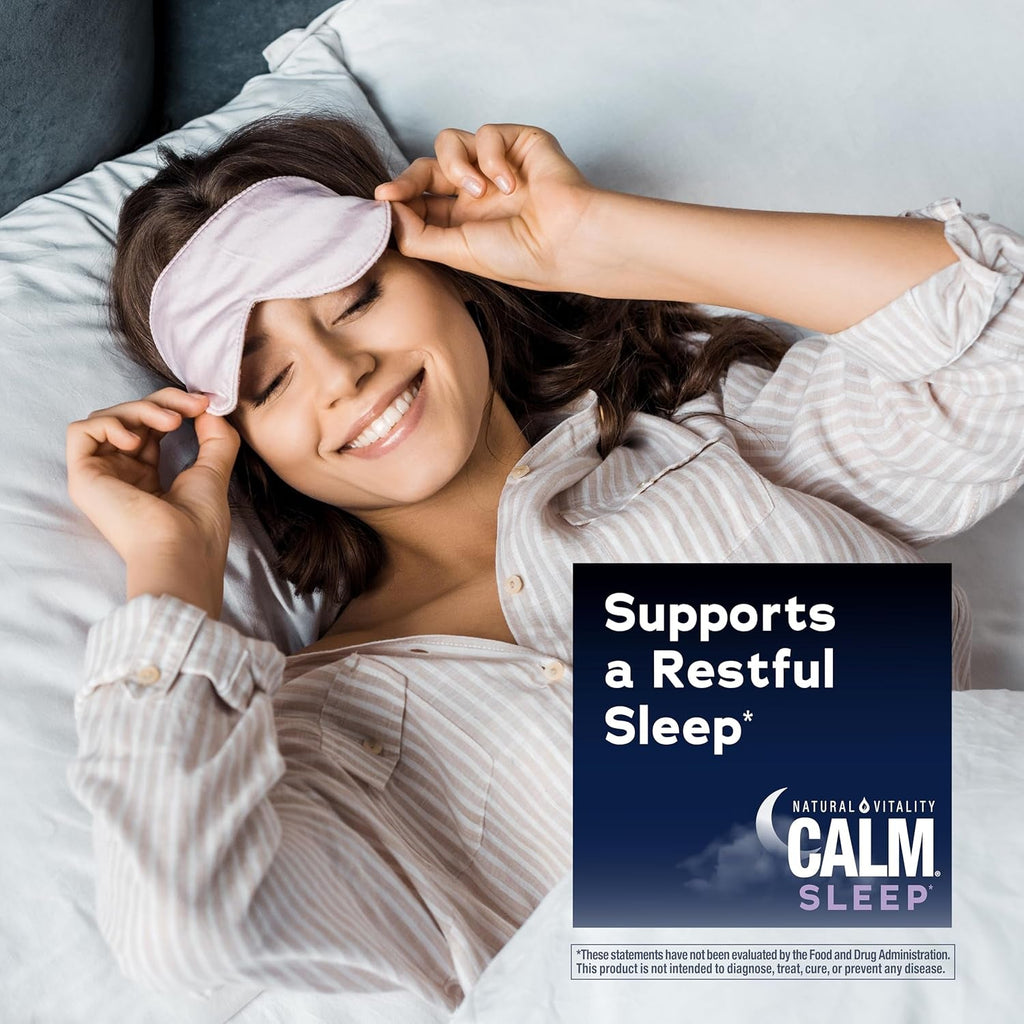 Natural Vitality SLEEP Gummies, Magnesium Supplement with Melatonin and L-Theanine, Vegan, Gluten Free, Helps the Body Ease into Sleep, Blueberry Pomegranate 120 Count