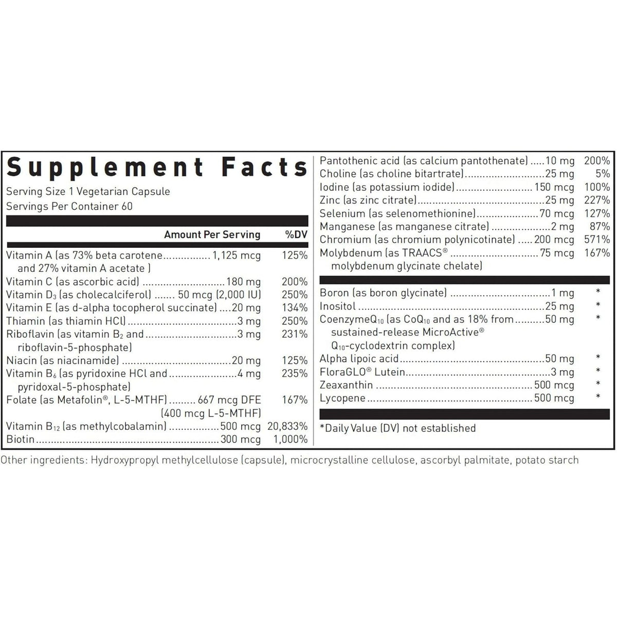 Douglas Laboratories Ultra Preventive 1 Daily | Multivitamin and Mineral Supplement to Support Energy Production, Immune Function, and Overall Health* | 60 Capsules