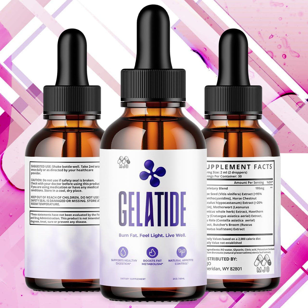 (2 Pack) Gelatide Drops, Official Gelatide Health Support Formula with All Natural Ingredients, Advanced Active Lifestyle Support Supplement Max Strength Vitamin Formula for Women & Men (60 Servings)