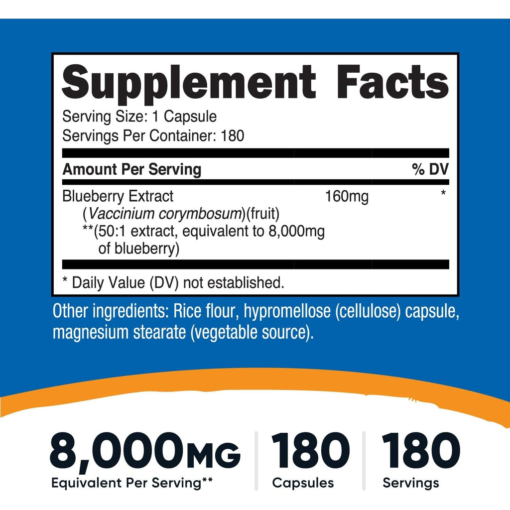 Nutricost Blueberry Extract 180 Capsules for 180 Servings per Bottle - Vegetarian, Gluten Free and GMO Free