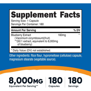 Nutricost Blueberry Extract 180 Capsules for 180 Servings per Bottle - Vegetarian, Gluten Free and GMO Free