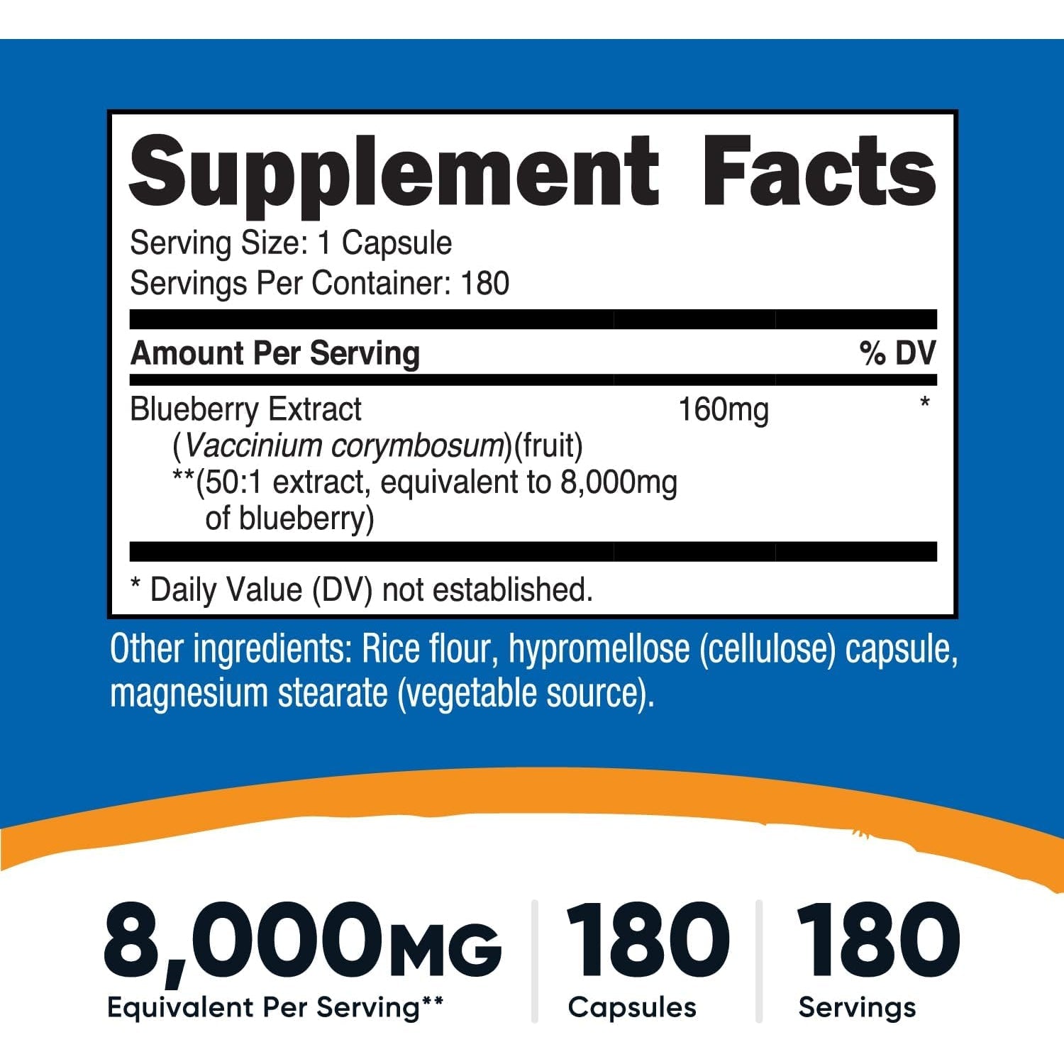 Nutricost Blueberry Extract 180 Capsules for 180 Servings per Bottle - Vegetarian, Gluten Free and GMO Free