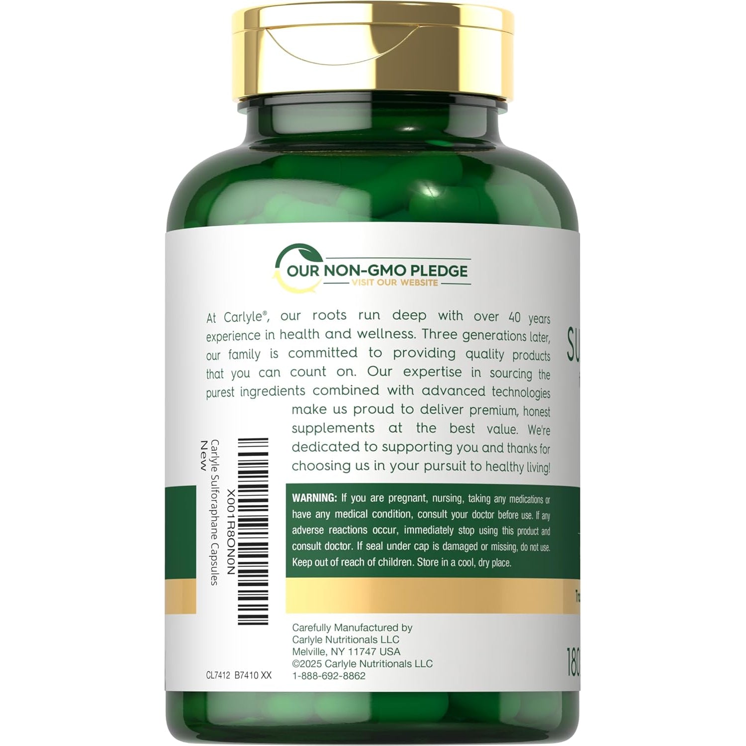 Carlyle Sulforaphane Supplement | 400 Mcg | from Broccoli Seed Extract | 180 Capsules | Traditional Herbal Supplement | Non-Gmo and Gluten Free Formula