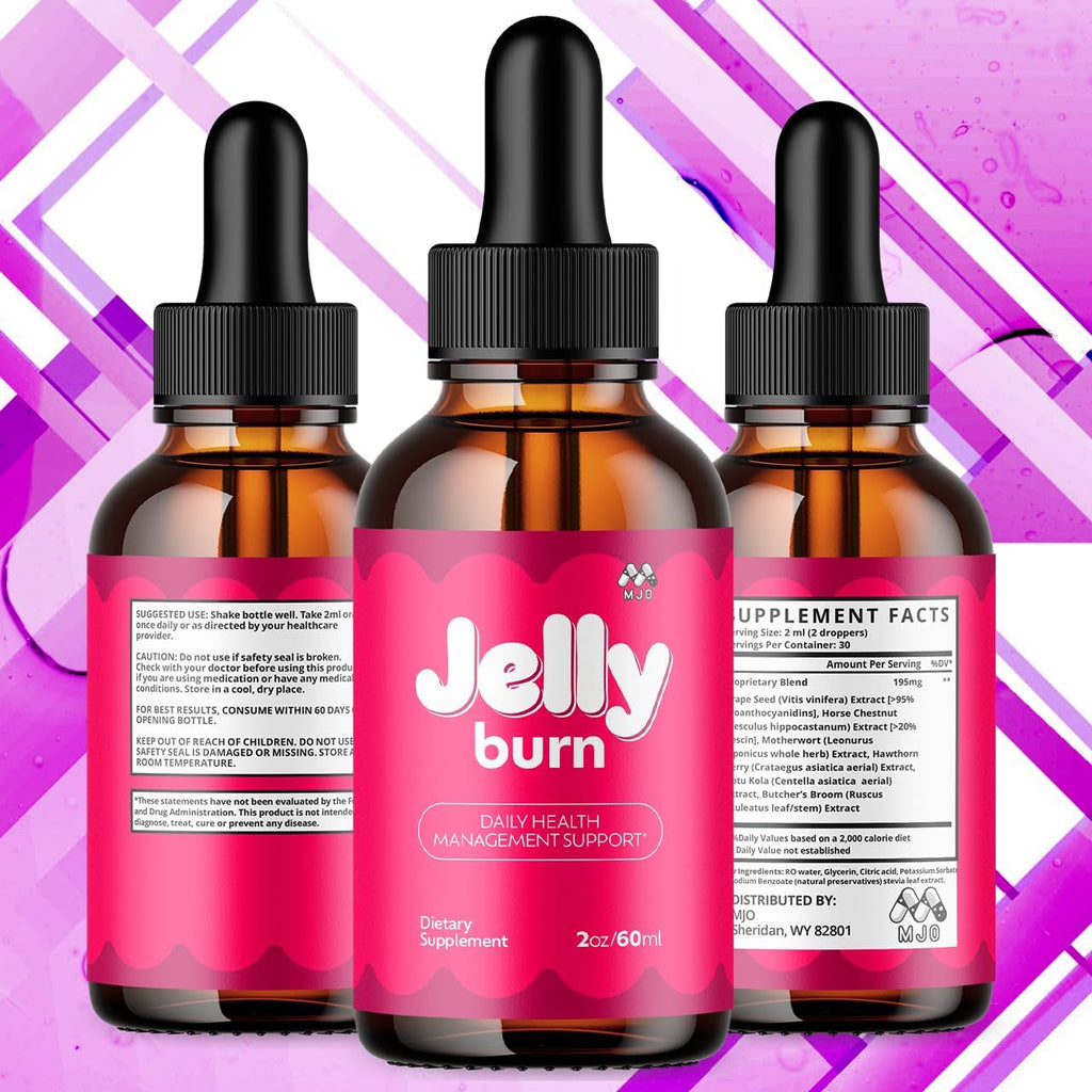 Jelly Burn Drops, Official Jellyburn Drops with All Natural Ingredients, Advanced Health and Wellness Vitamin Supplements Formula, Maximum Strength Active Lifestyle Multivitamin Support (30 Servings)